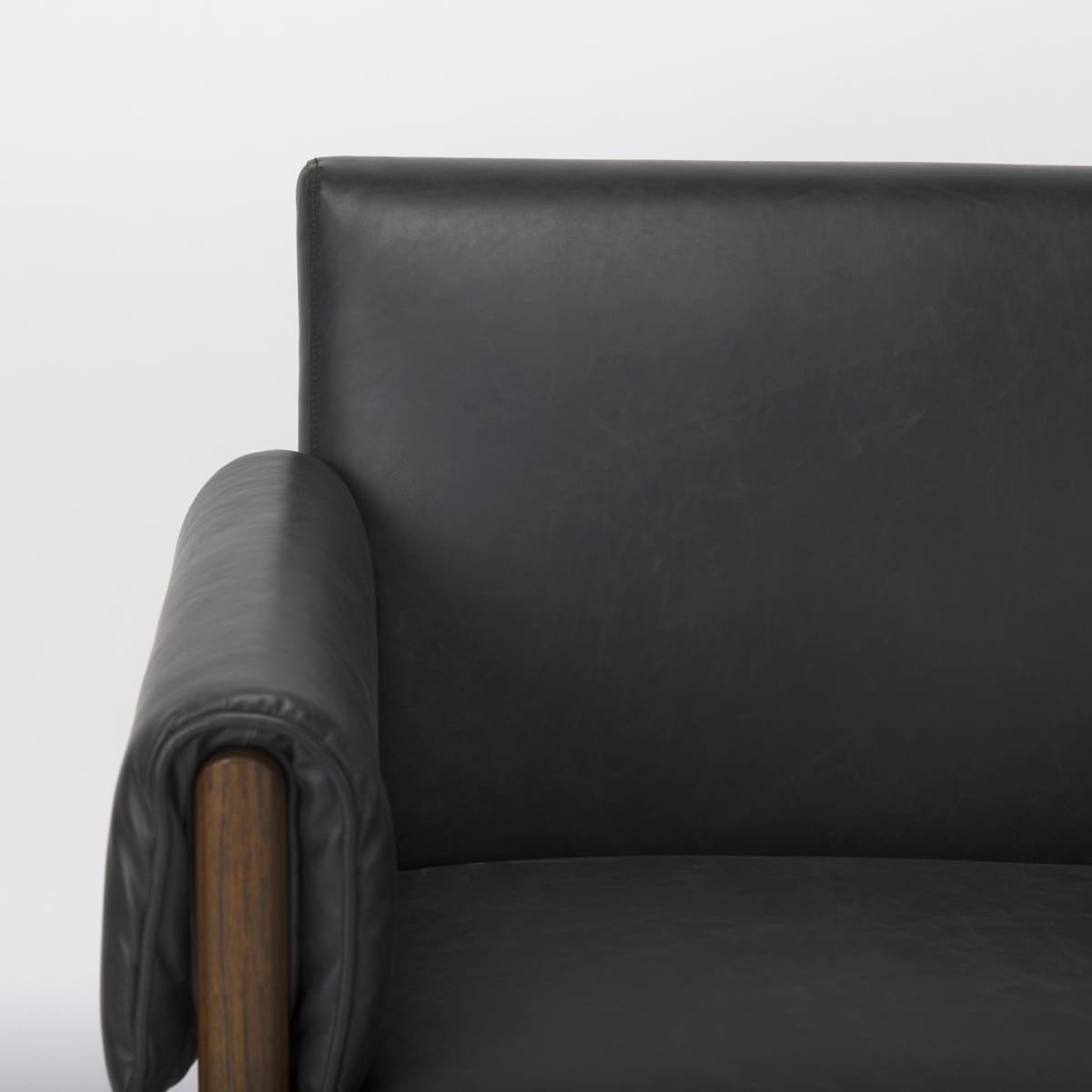 Ashton Accent Chair Black Faux Leather | Dark Brown Wood - accent-chairs