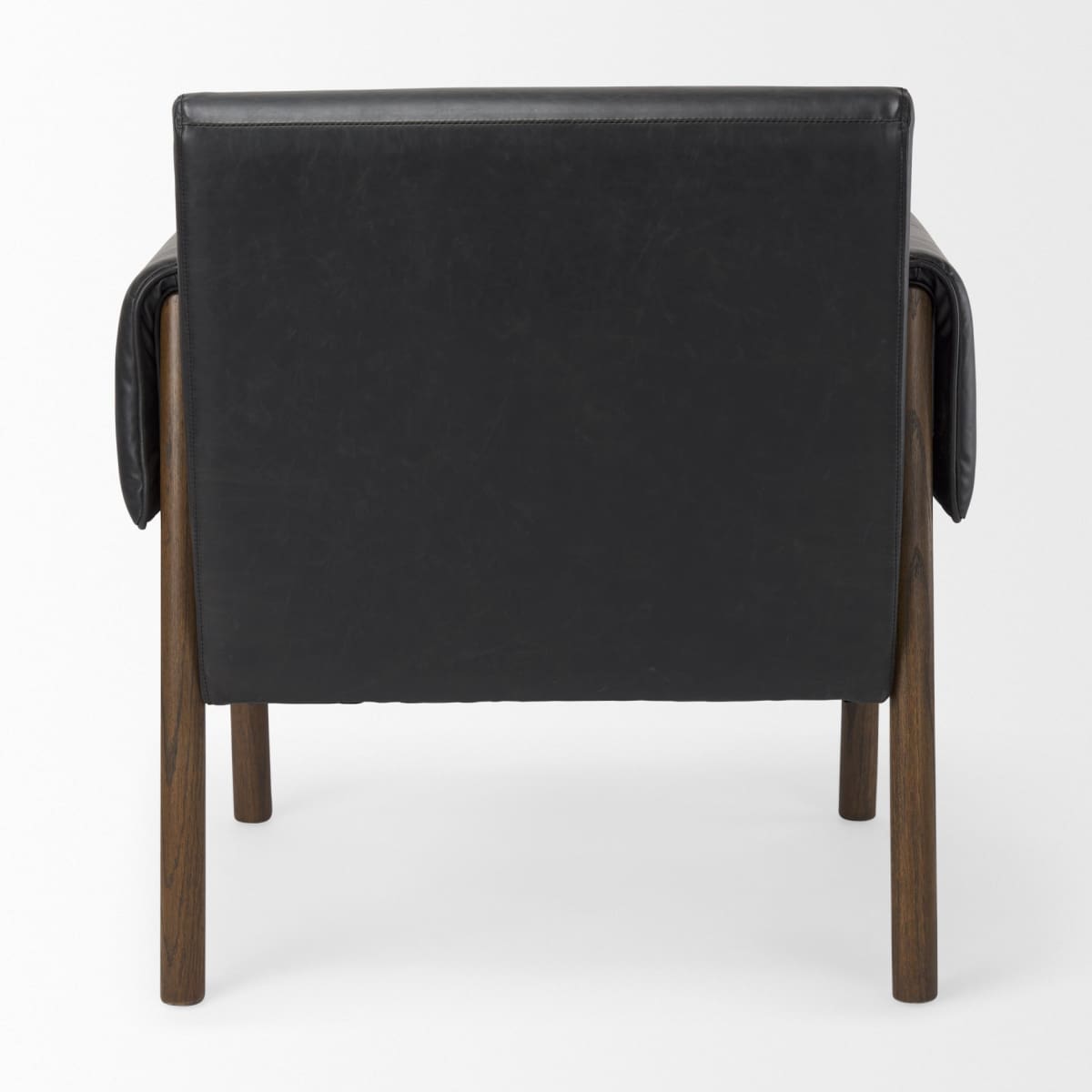 Ashton Accent Chair Black Faux Leather | Dark Brown Wood - accent-chairs