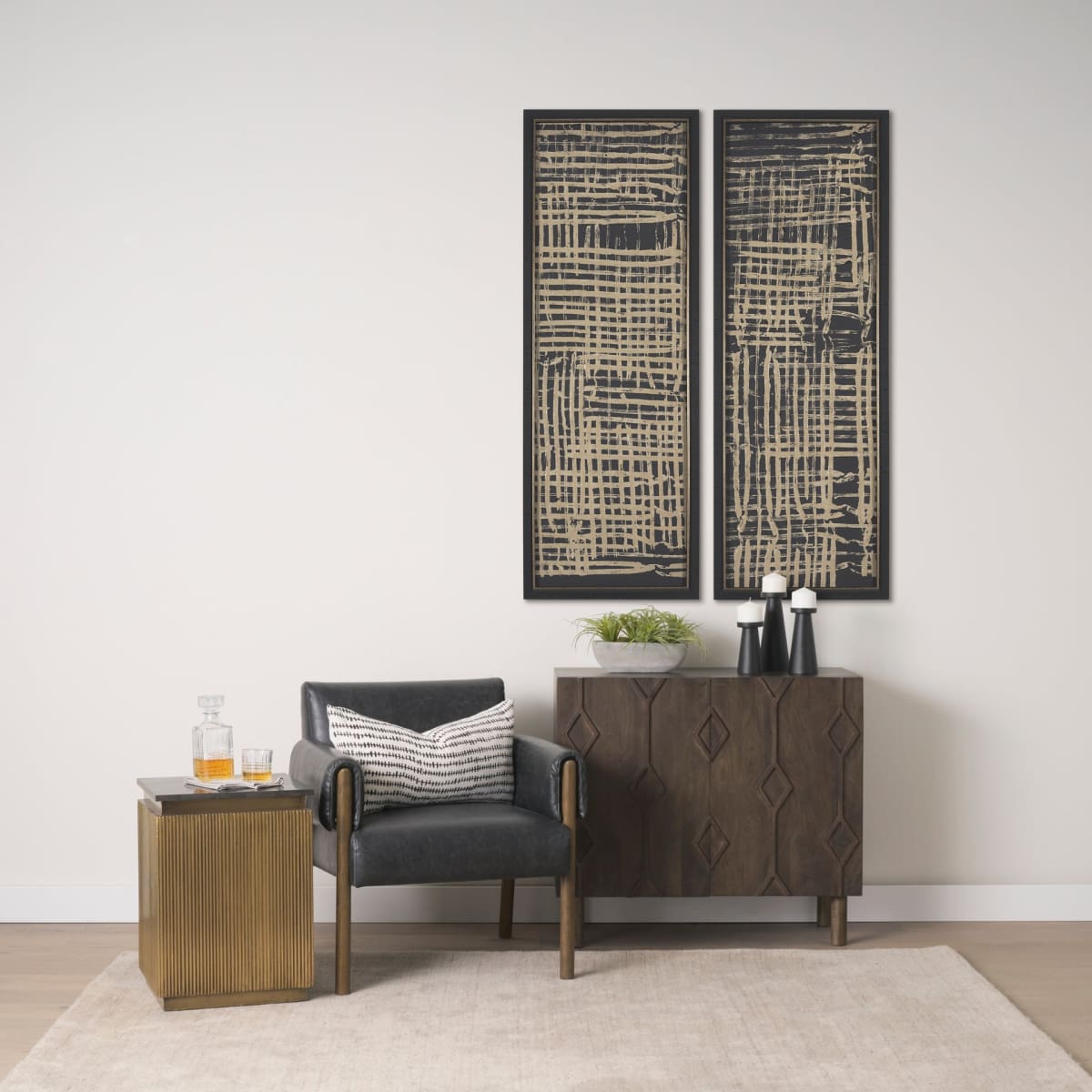 Ashton Accent Chair Black Faux Leather | Dark Brown Wood - accent-chairs
