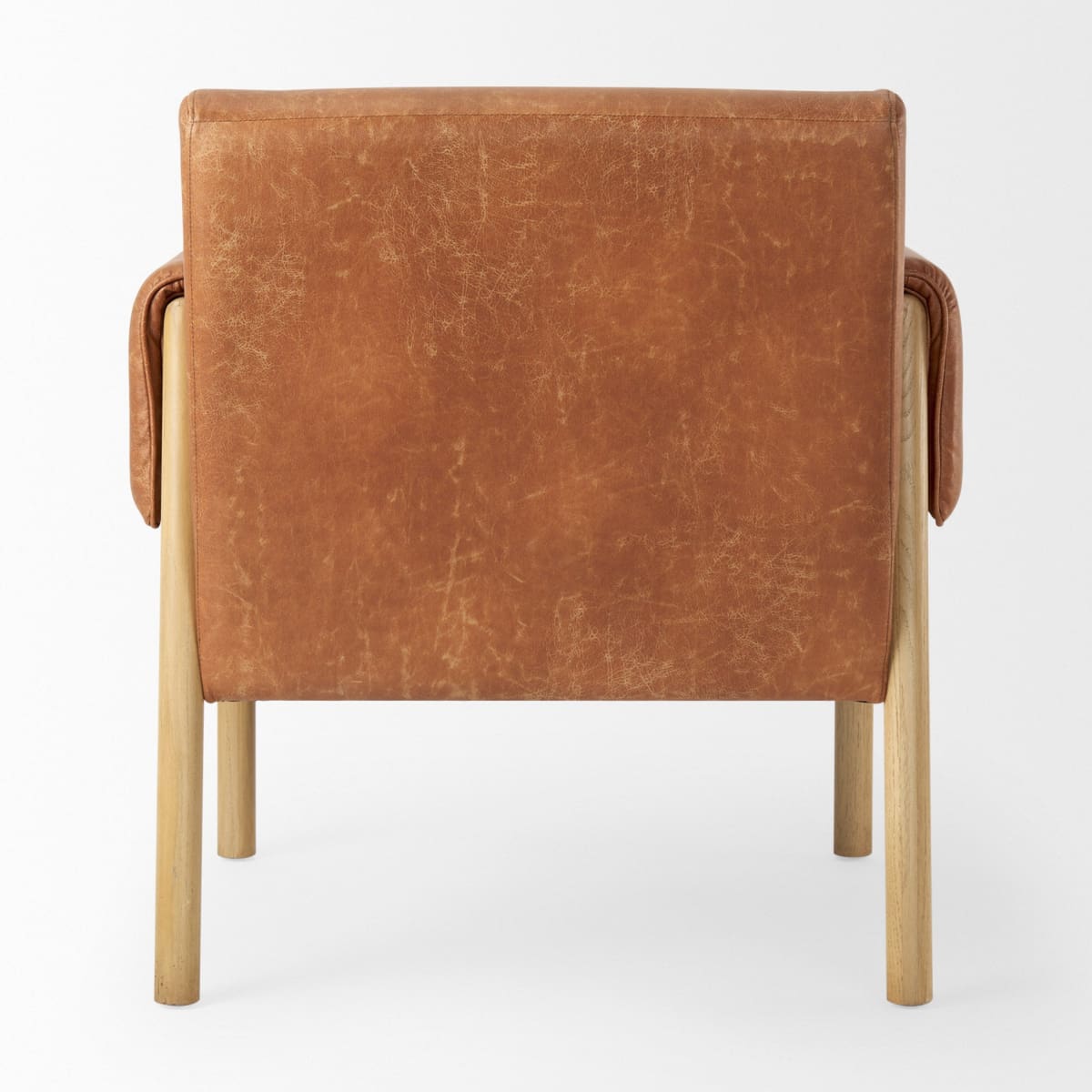 Ashton Leather Accent Chair Brown Faux Leather | Light Wood - accent-chairs