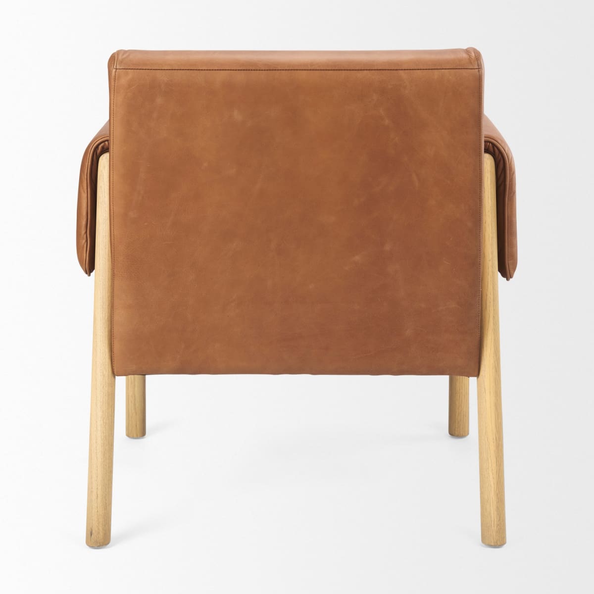 Ashton Leather Accent Chair Brown Leather | Light Wood - accent-chairs