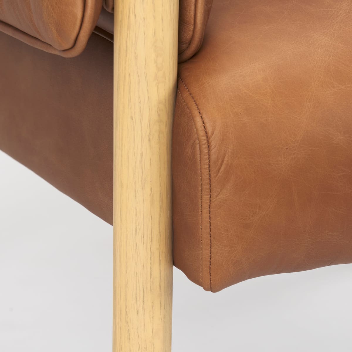 Ashton Leather Accent Chair Brown Leather | Light Wood - accent-chairs
