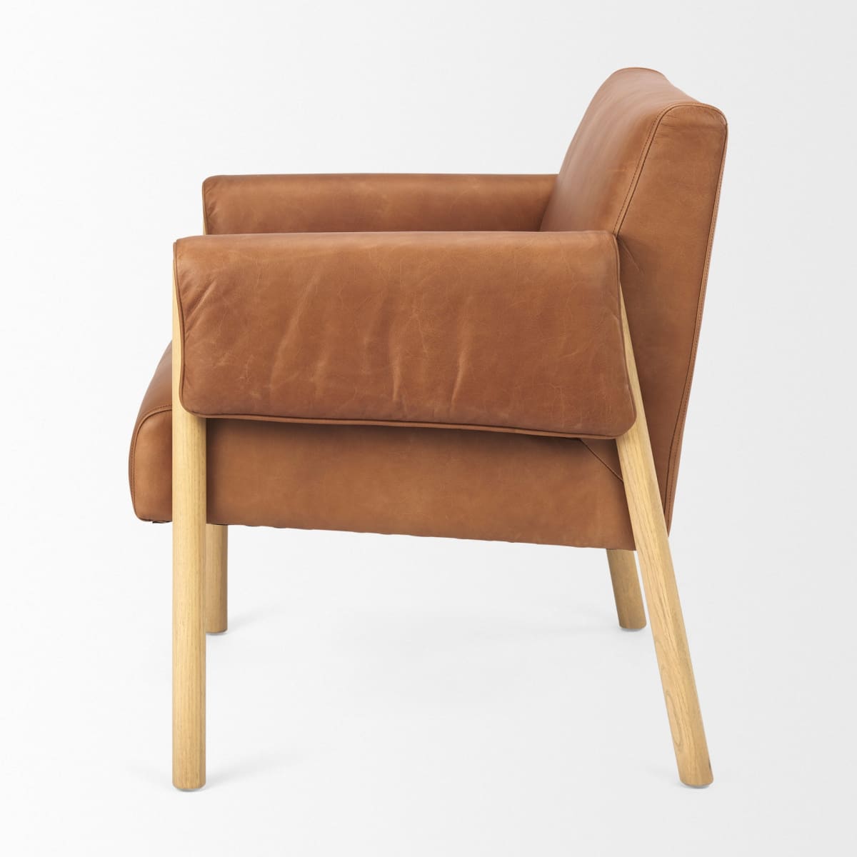 Ashton Leather Accent Chair Brown Leather | Light Wood - accent-chairs