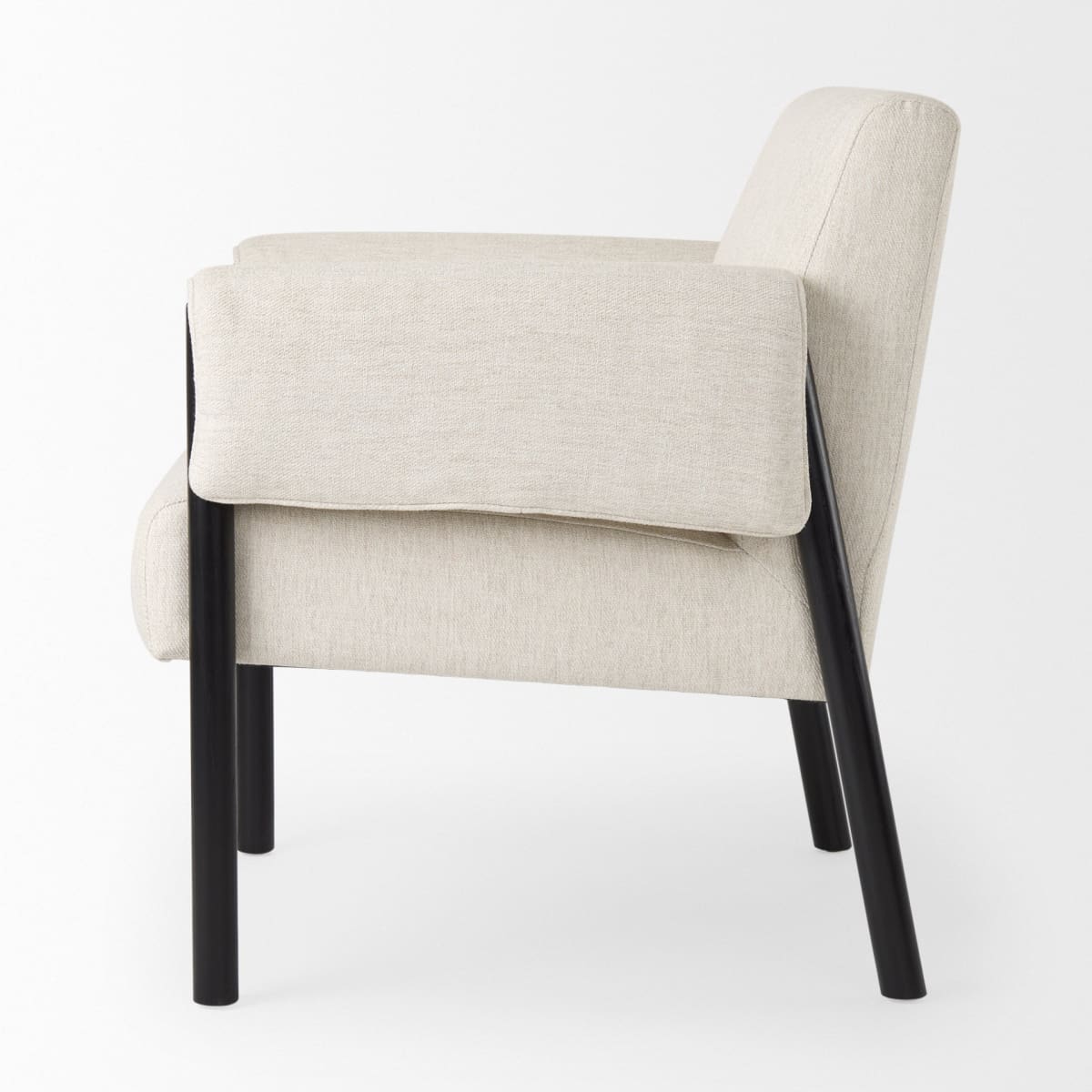Ashton Upholstered Accent Chair Beige Fabric | Black Wood - accent-chairs