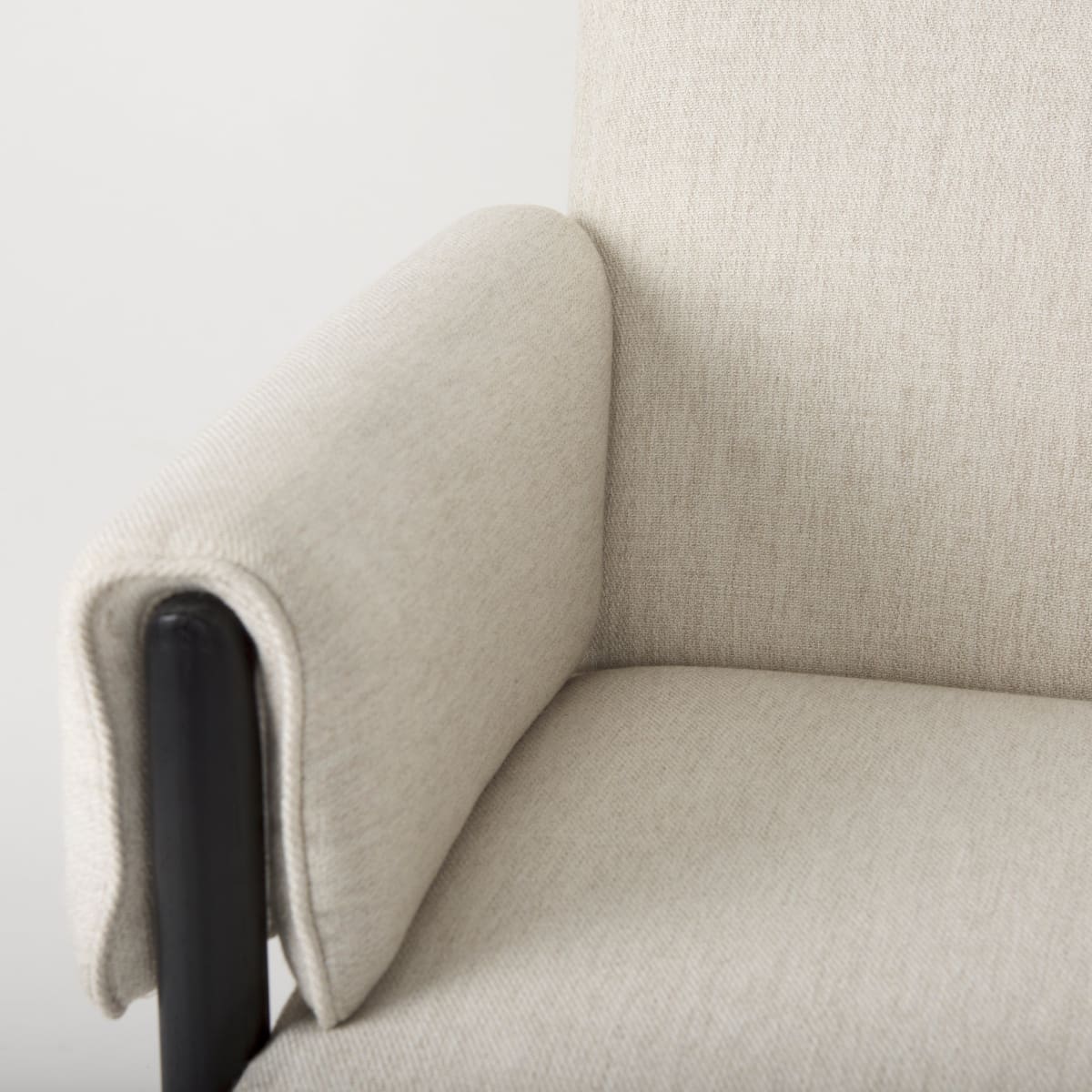 Ashton Upholstered Accent Chair Beige Fabric | Black Wood - accent-chairs