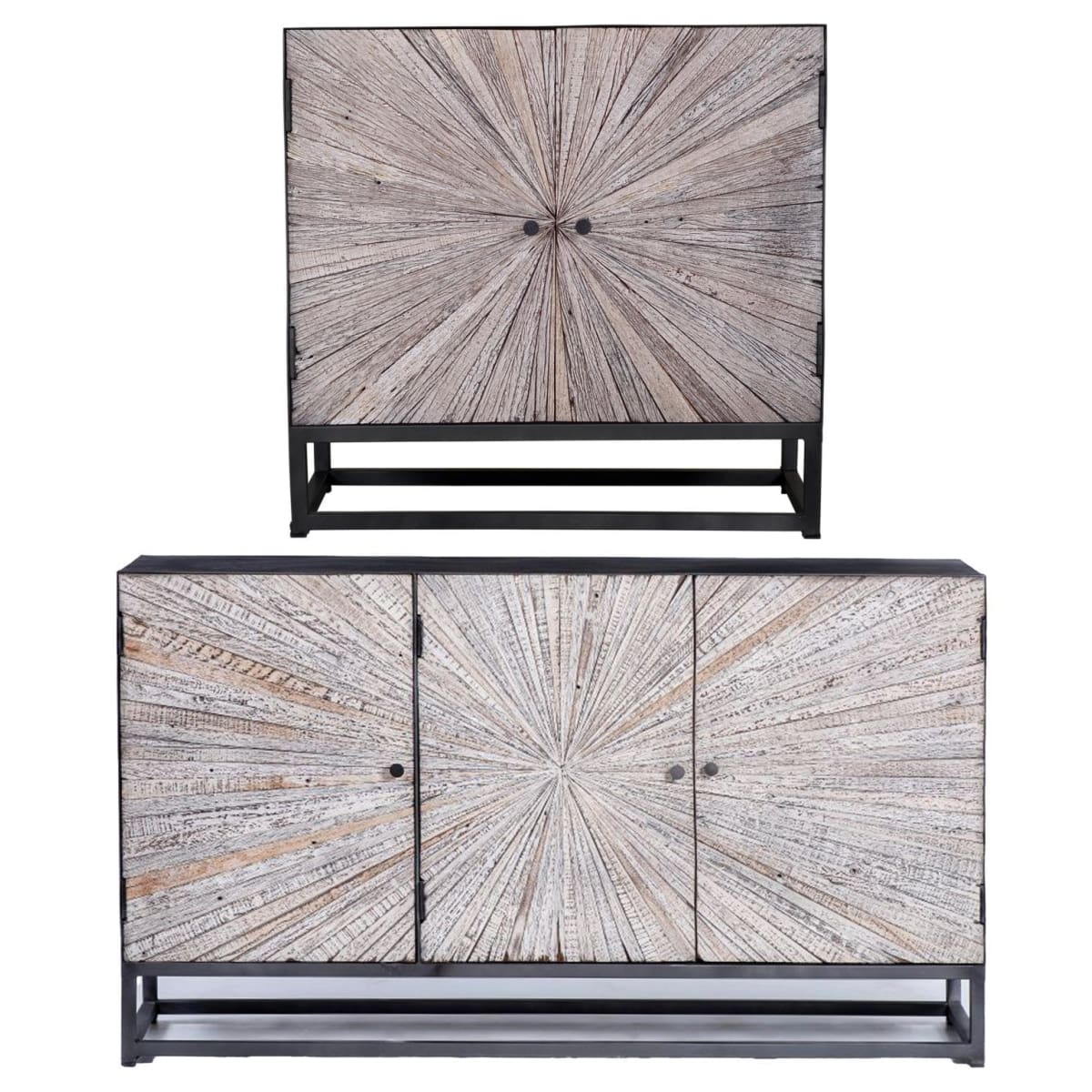 Astral Plains Reclaimed 3 Door Accent Cabinet-Grey Wash - 59X15X34 - accent cabinet