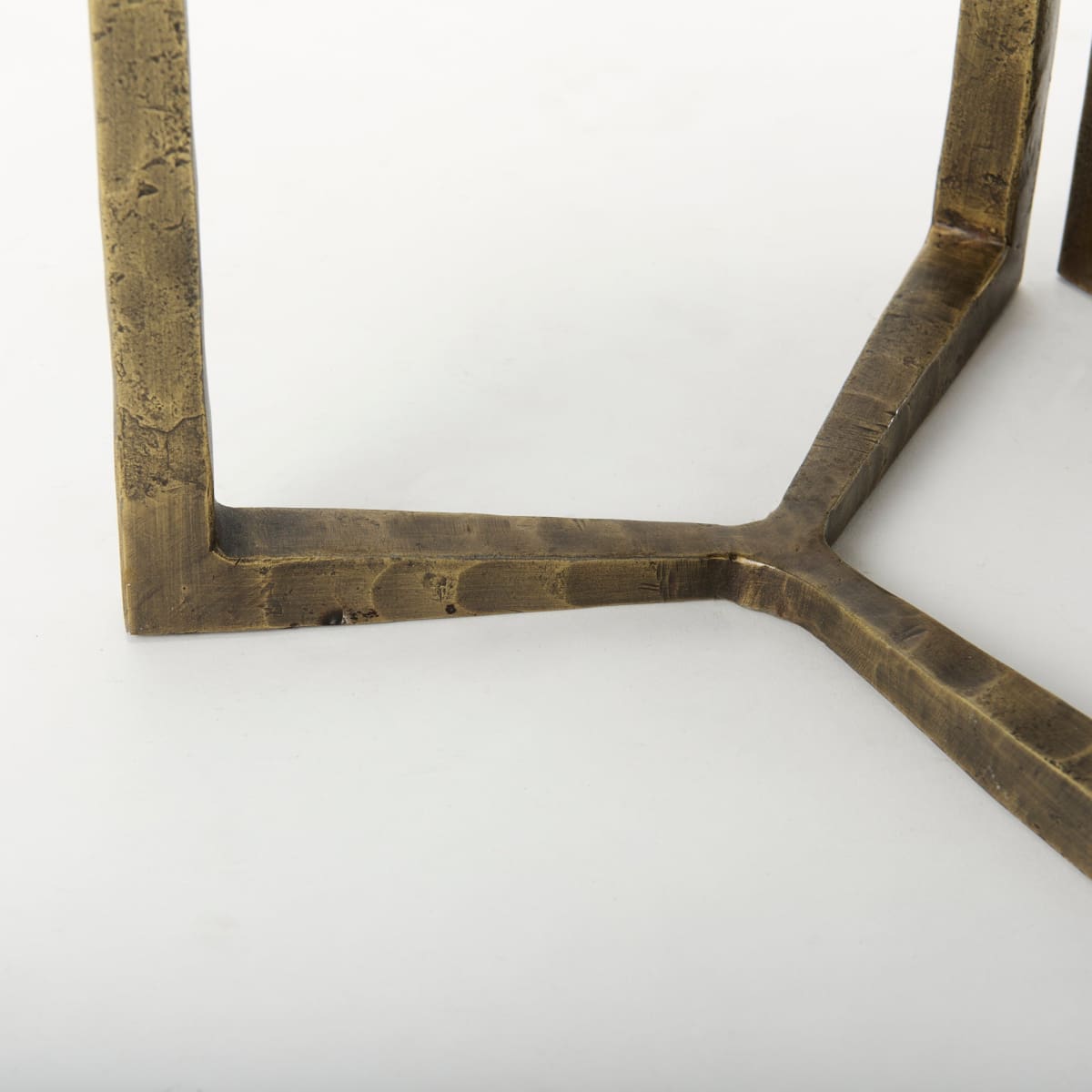 Atticus Accent Table Black Wood | Antiqued Gold Hammered Metal | Set of 2 Nesting - accent-tables