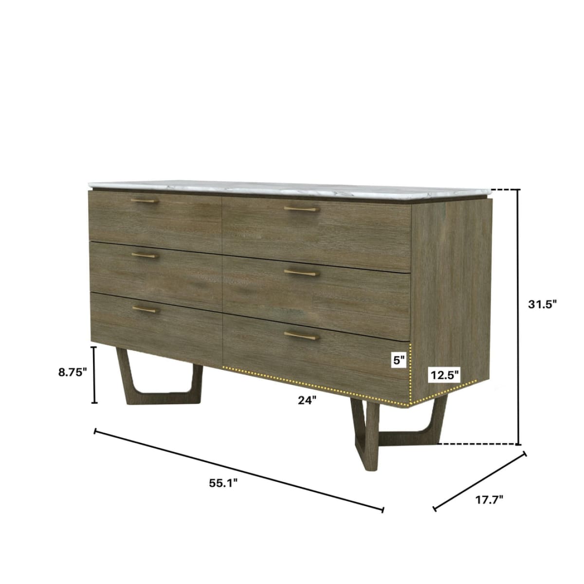 Aura 6 Drawer Dresser - lh-import-dressers