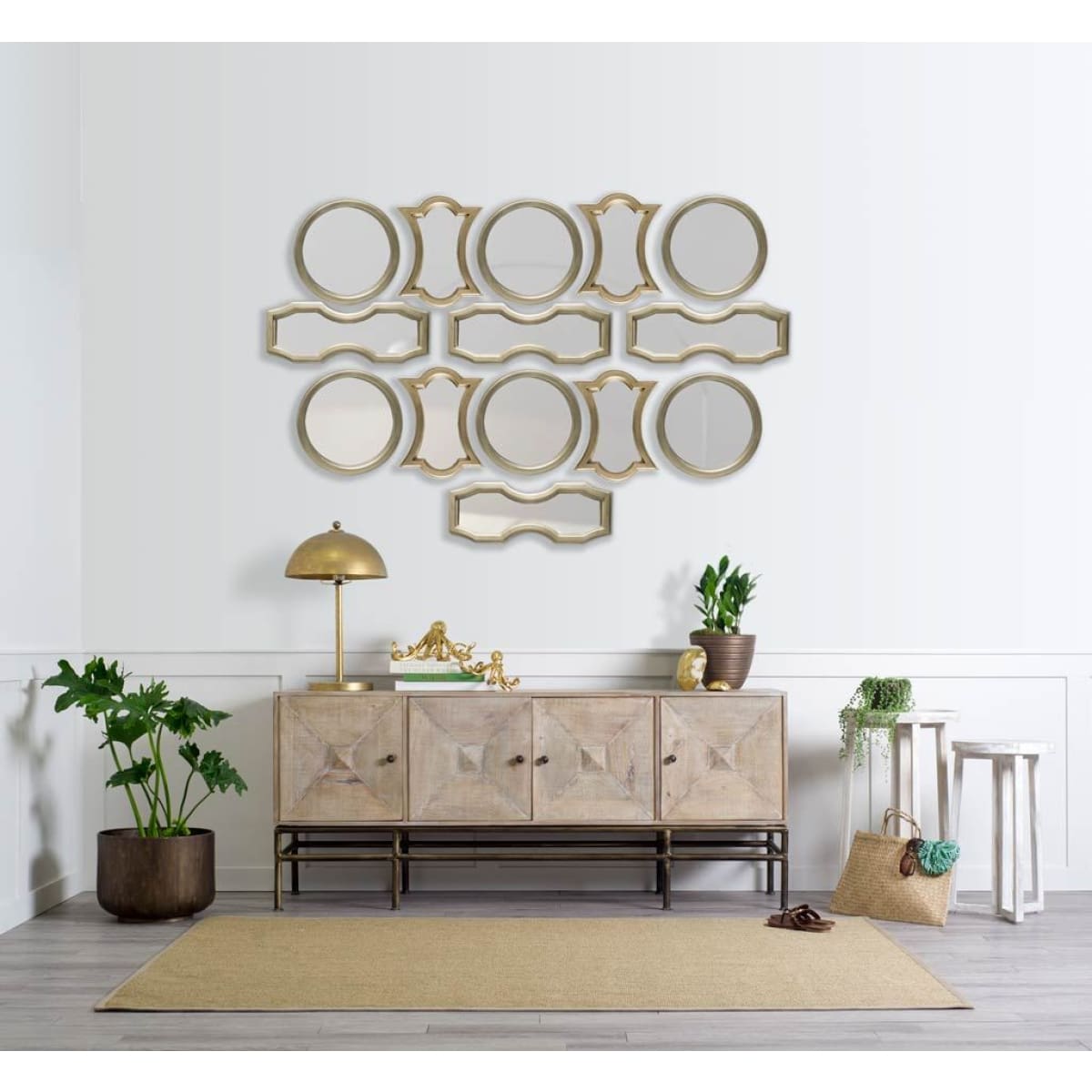 Avalon Wall Mirror Gold Wood | 9x23 - wall-mirrors-grouped