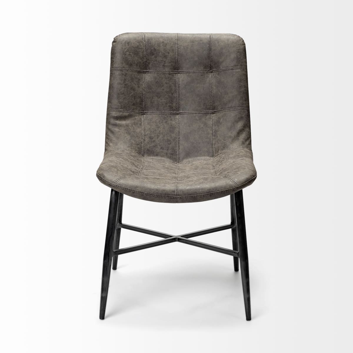 Barrow Dining Chair Brown Faux Leather | Black Metal - dining-chairs