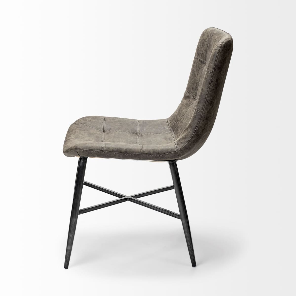 Barrow Dining Chair Brown Faux Leather | Black Metal - dining-chairs