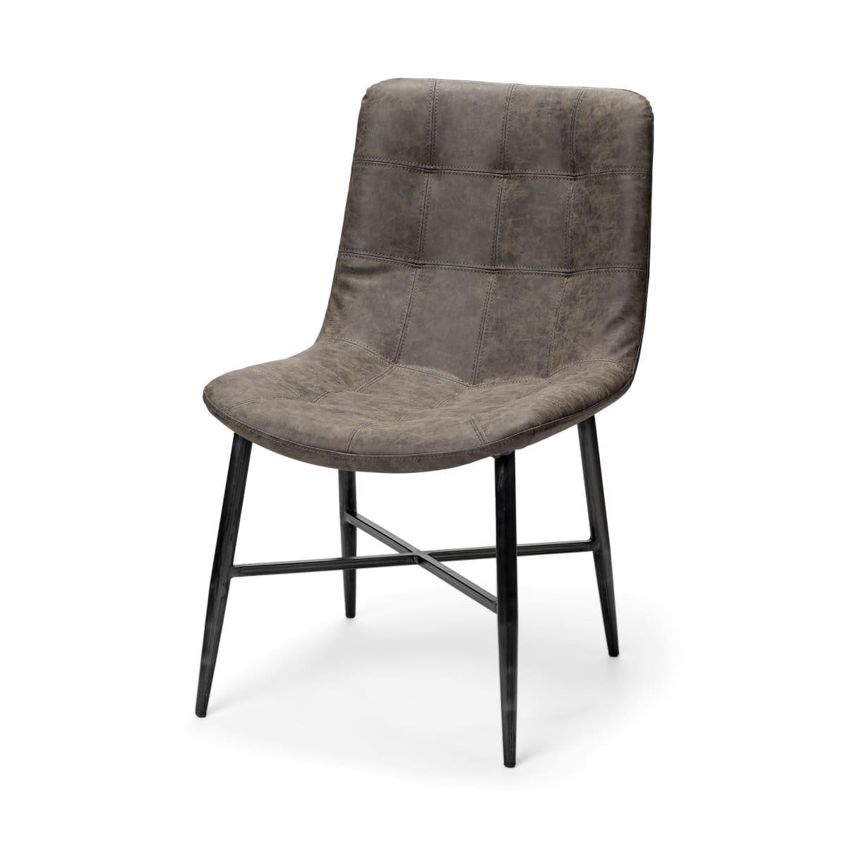 Barrow Dining Chair Brown Faux Leather | Black Metal - dining-chairs