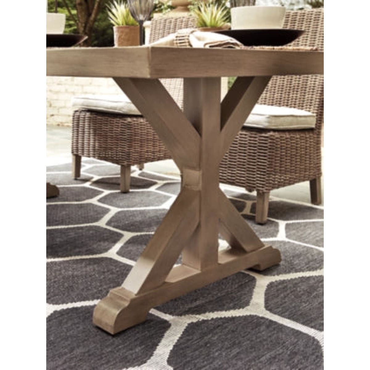Beachcroft Dining Table Set with Umbrella Option - 42.38 W x 84.38 D x 29.5 H - Outdoor Sofa