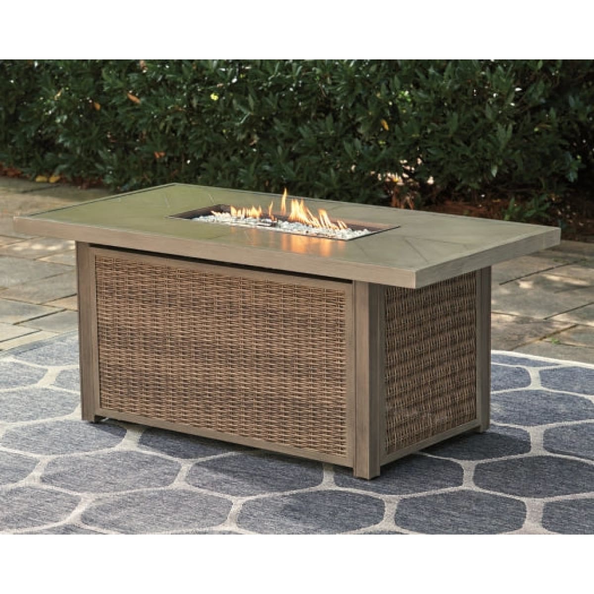 Beachcroft Fire Pit Table - 30 W x 57.88 D x 25.13 H - Outdoor Sofa