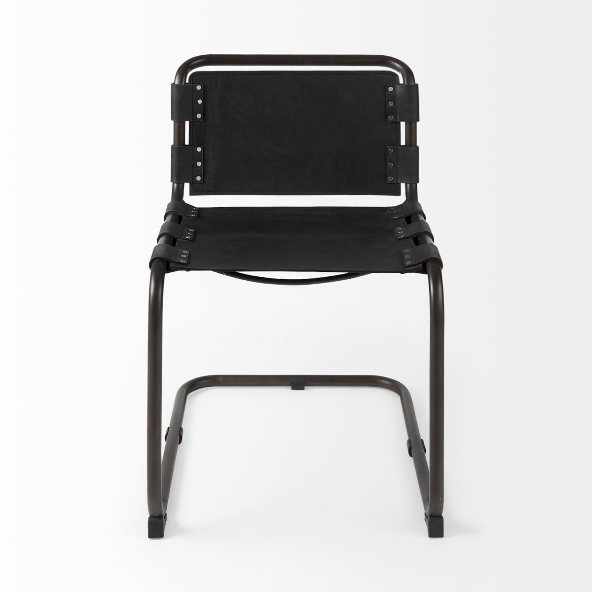 Berbick Dining Chair Black Leather | Black Metal - dining-chairs