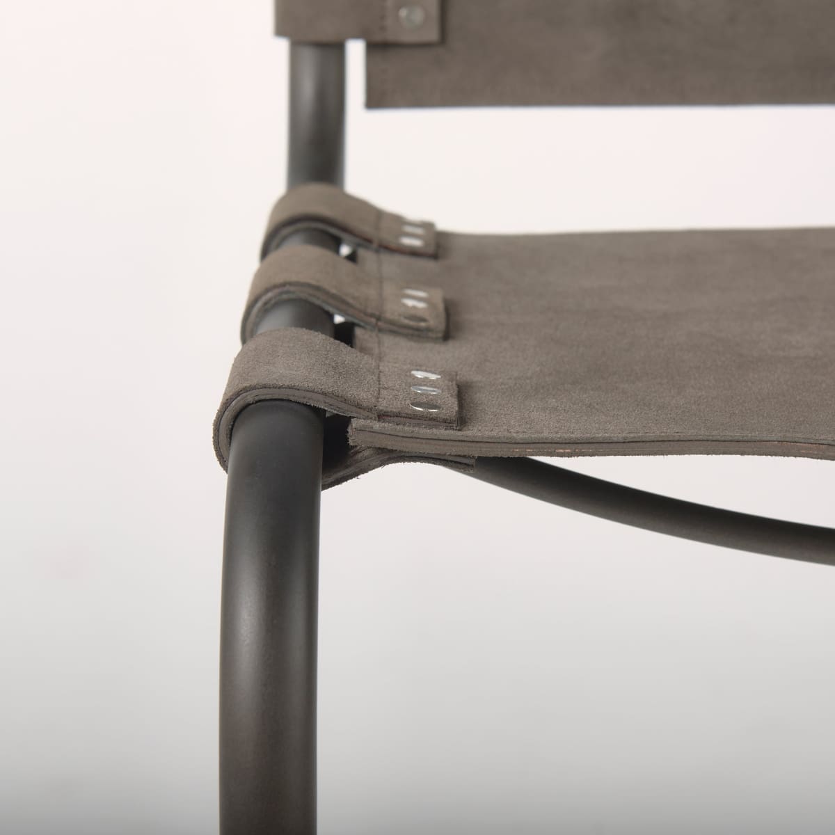 Berbick Dining Chair Brown Seude (Gray Tones)| Black Metal - dining-chairs