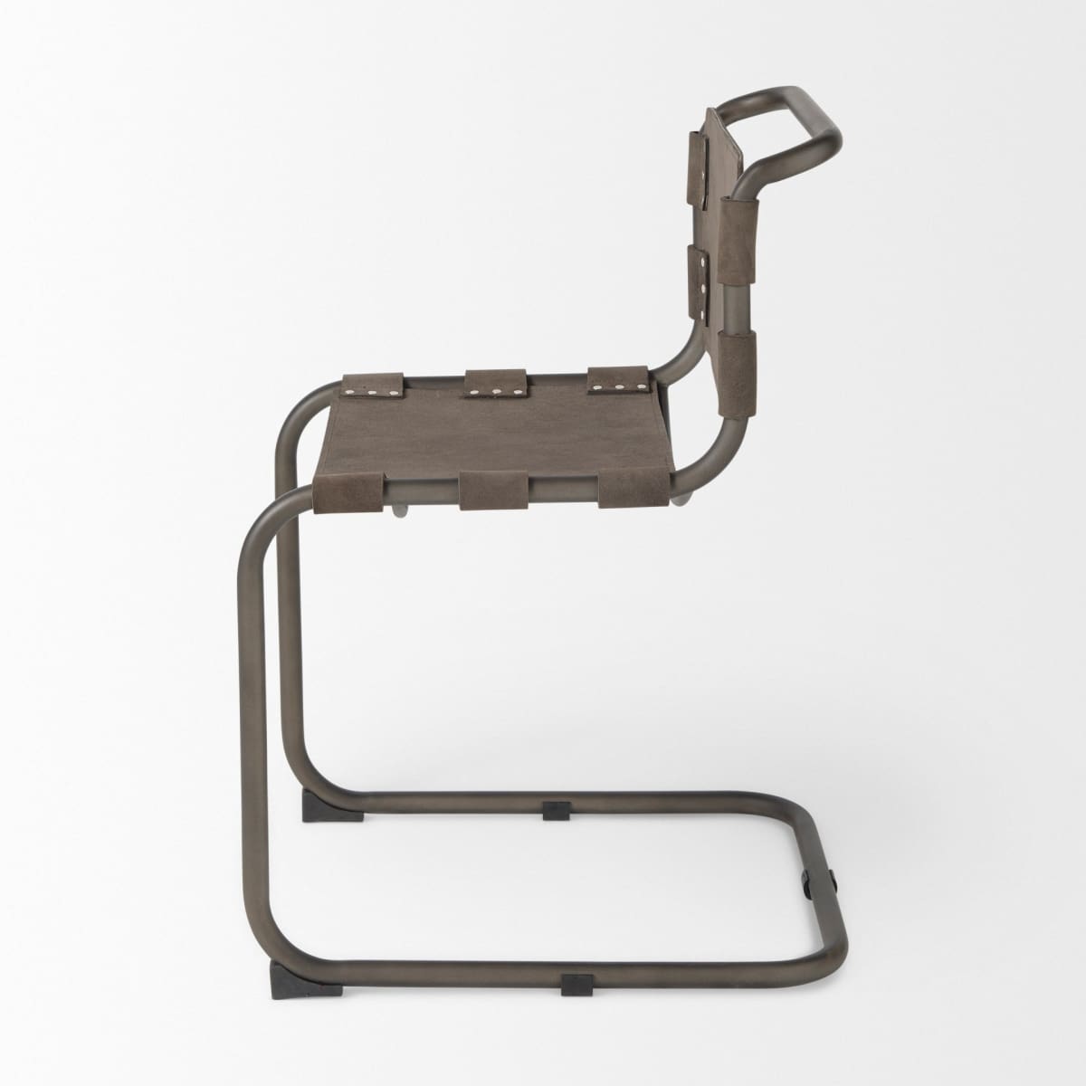 Berbick Dining Chair Brown Seude (Gray Tones)| Black Metal - dining-chairs