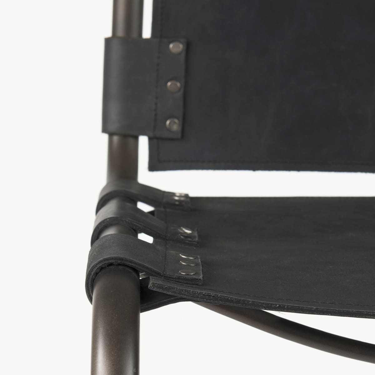 Berbick Leather Seat Bar Counter Stool Black Leather | Gray Metal | Bar - bar-stools