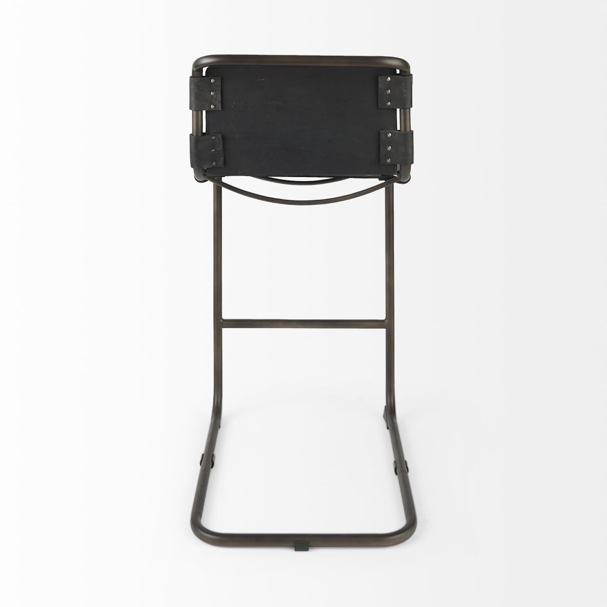 Berbick Leather Seat Bar Counter Stool Black Leather | Gray Metal | Bar - bar-stools