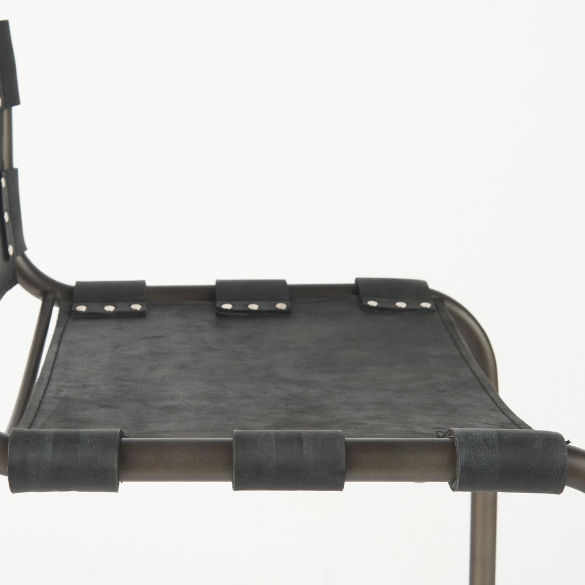 Berbick Leather Seat Bar Counter Stool Black Leather | Gray Metal | Counter - bar-stools