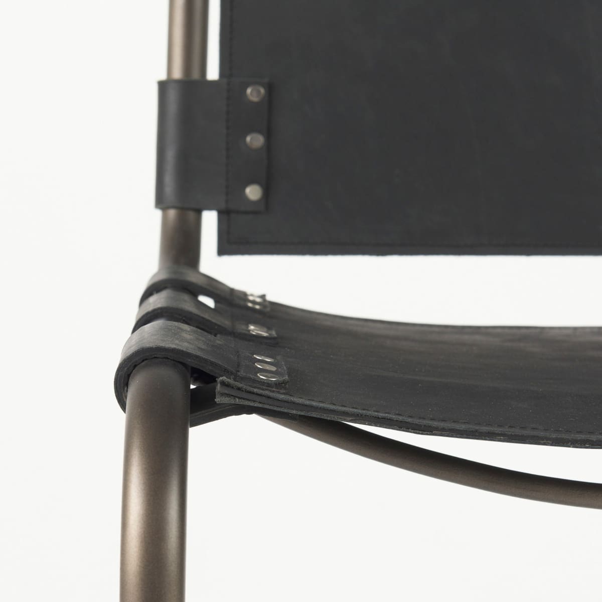 Berbick Leather Seat Bar Counter Stool Black Leather | Gray Metal | Counter - bar-stools