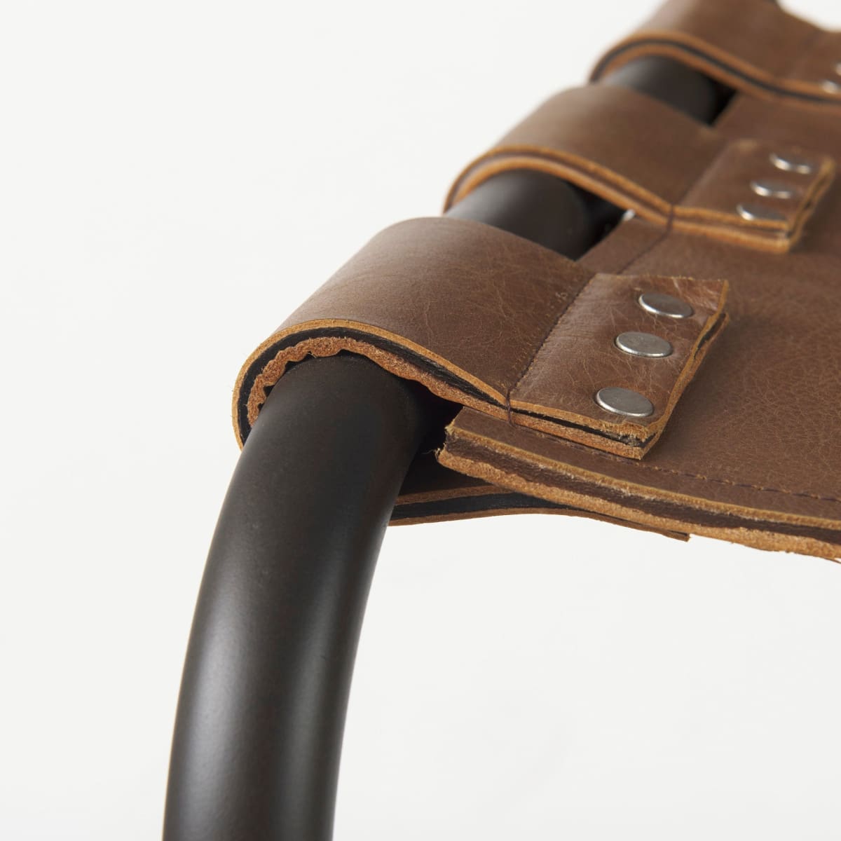 Berbick Leather Seat Bar Counter Stool Brown Leather | Gray Metal | Bar - bar-stools