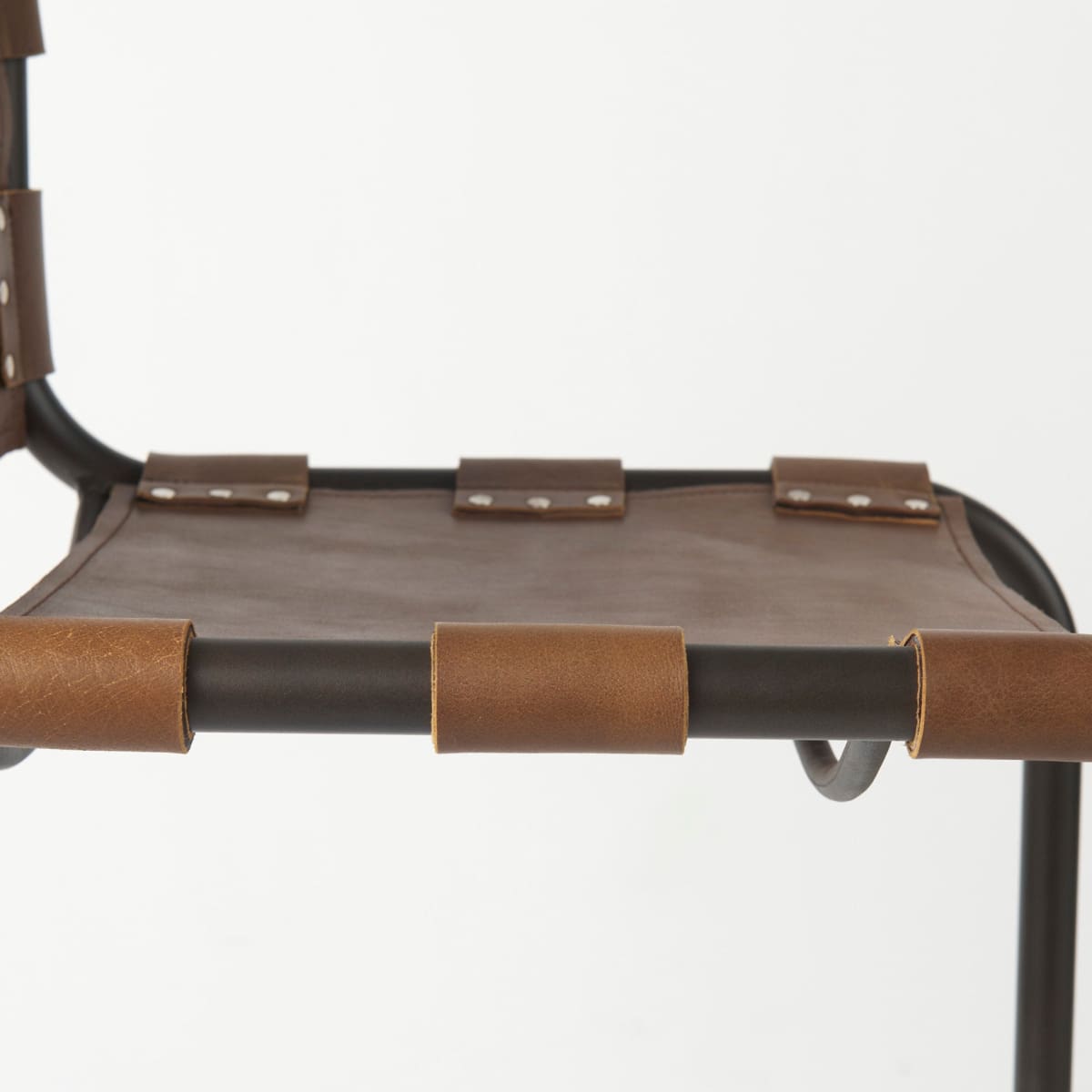 Berbick Leather Seat Bar Counter Stool Brown Leather | Gray Metal | Bar - bar-stools