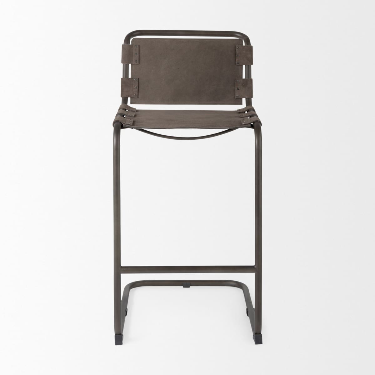 Berbick Upholstered Seat Bar Counter Stool Brown/Gray Suede | Gray Metal | Bar - bar-stools