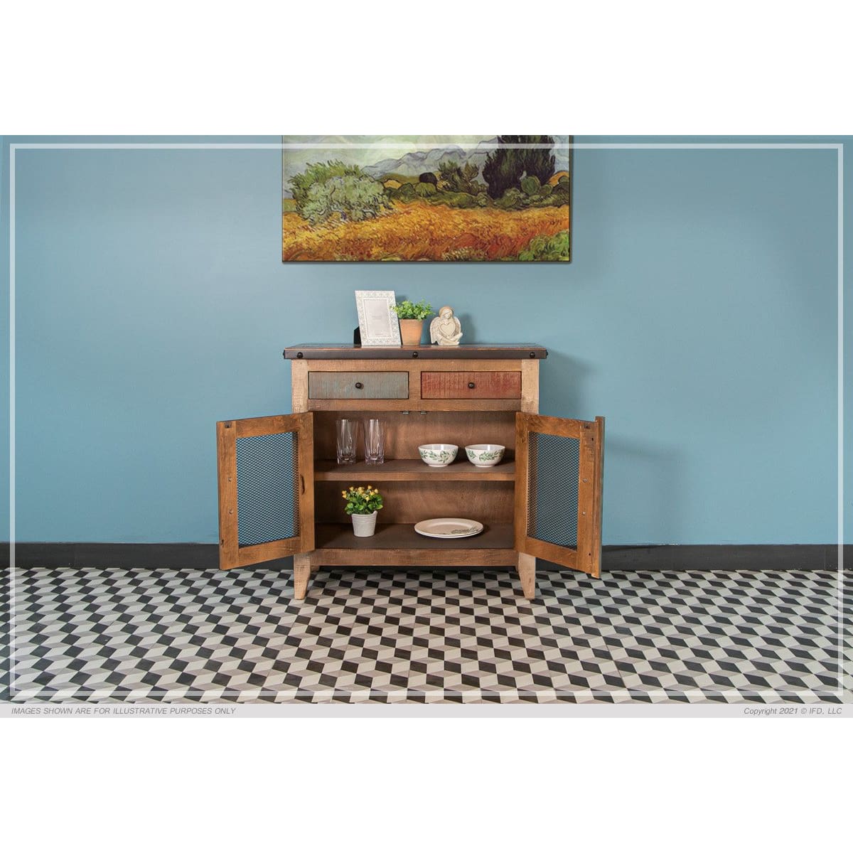 Antique Multicolor Server - 35-1/2 x 15-3/4 x 35-1/2 - Side Board