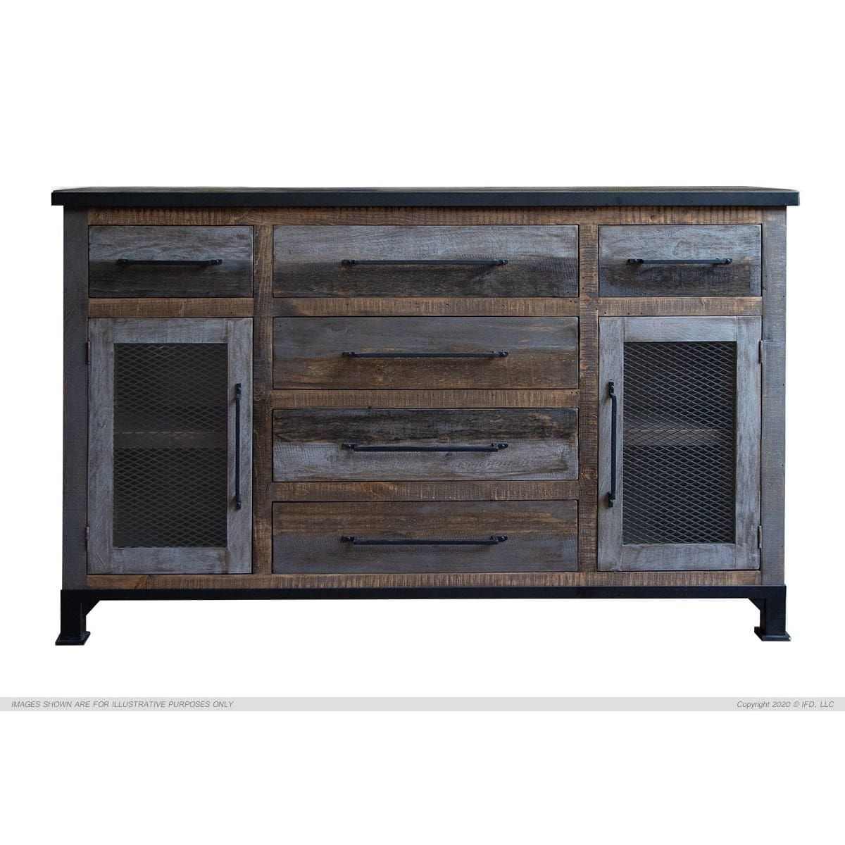 Antique Grey Buffet - 70-3/4 x 15-1/4 x 42-1/2 - Side Board