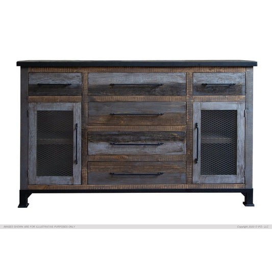 Antique Grey Buffet - 70-3/4 x 15-1/4 x 42-1/2 - Side Board