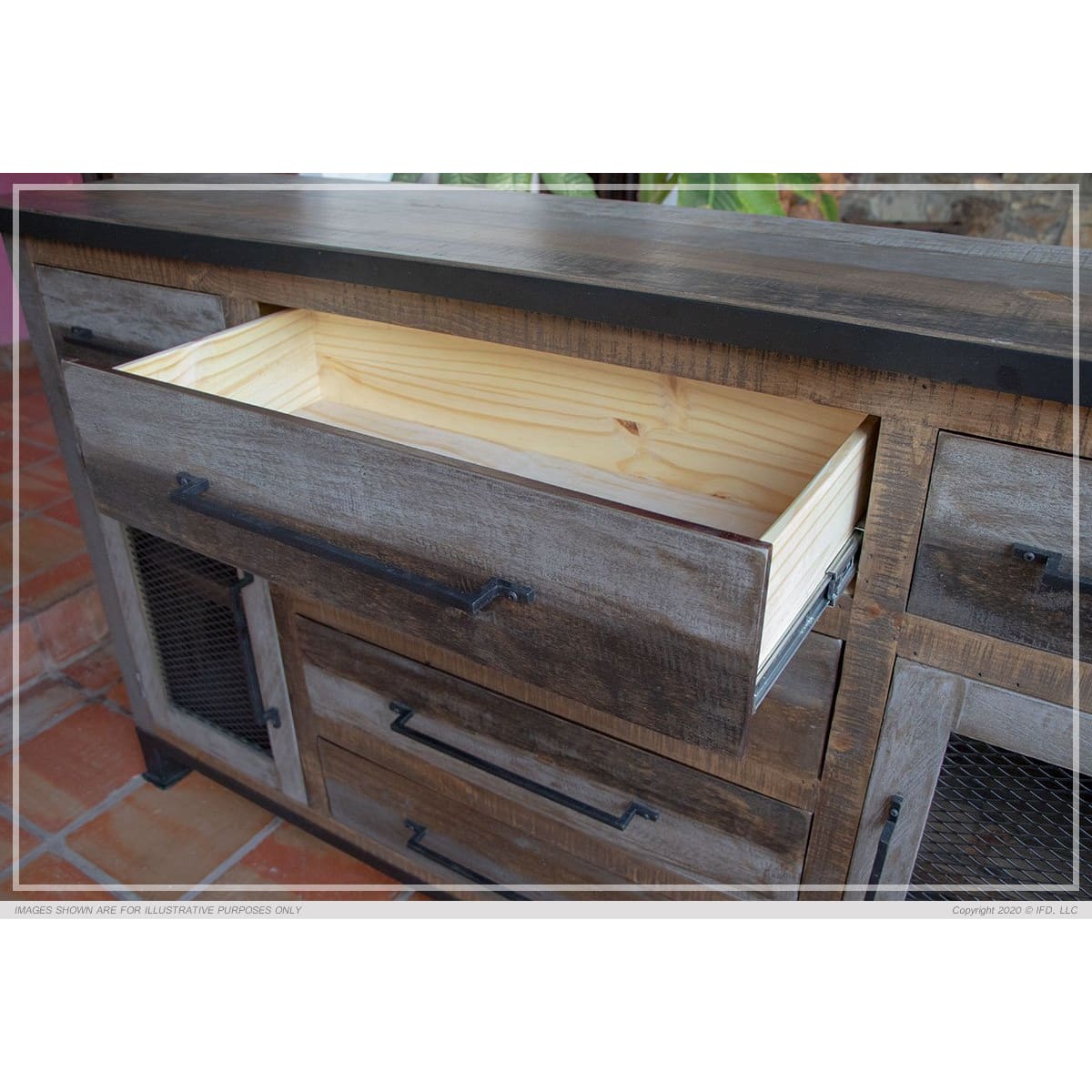Antique Grey Buffet - 70-3/4 x 15-1/4 x 42-1/2 - Side Board