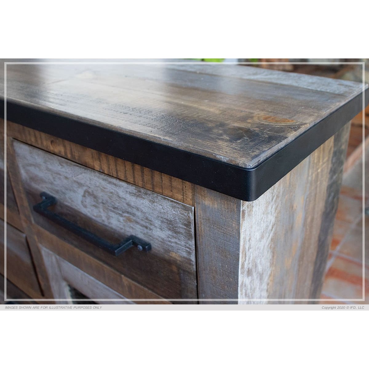 Antique Grey Buffet - 70-3/4 x 15-1/4 x 42-1/2 - Side Board