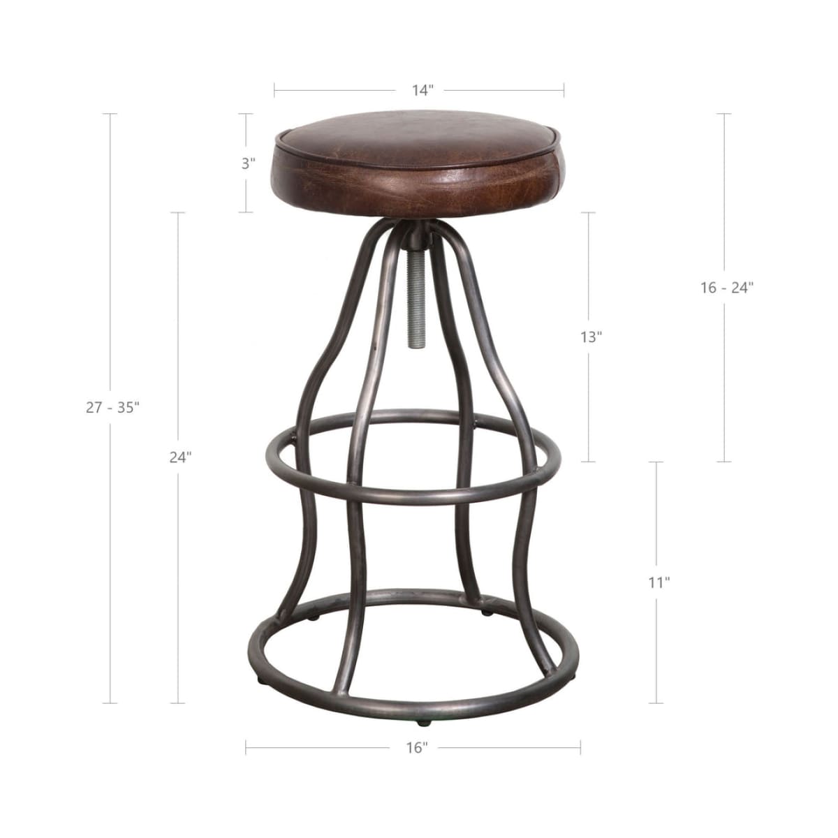 Bowie Bar Stool - Vintage Brown Leather - lh-import-stools