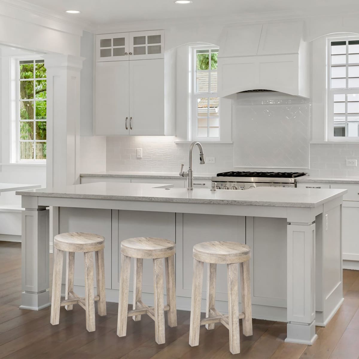 Brahma Bar Counter Stool White Washed Wood - bar-stools