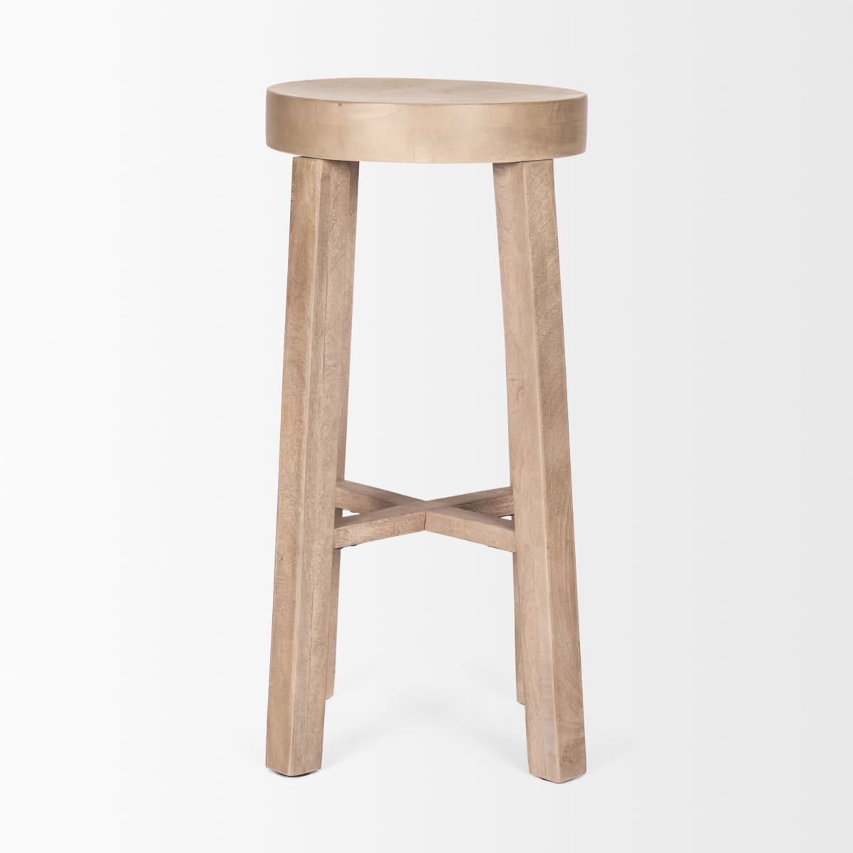 Brahma Wood Seat Bar Counter Stool White Washed Wood | 30H - bar-stools