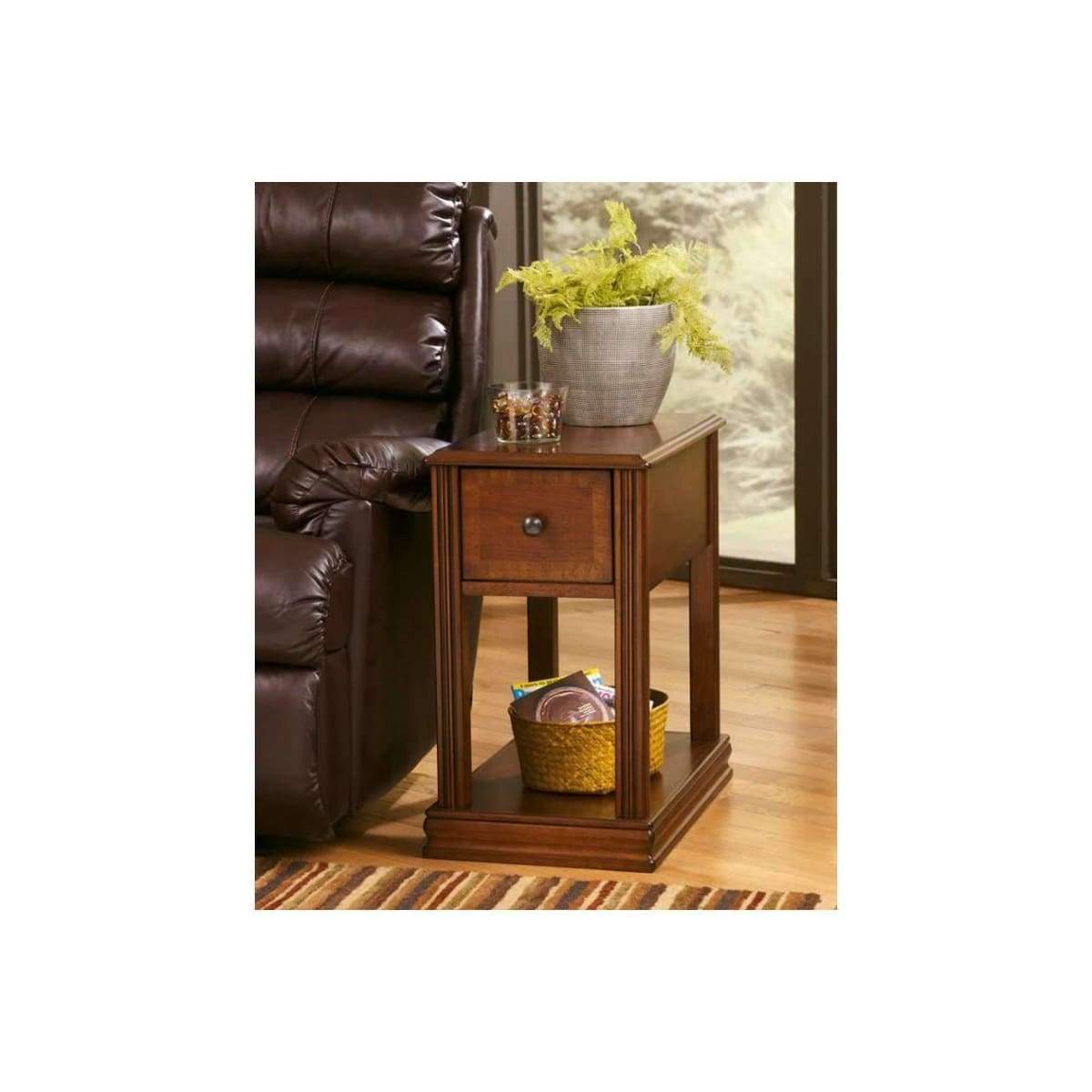 Breegin Medium Brown Chairside End Table - END TABLE/SIDE TABLE
