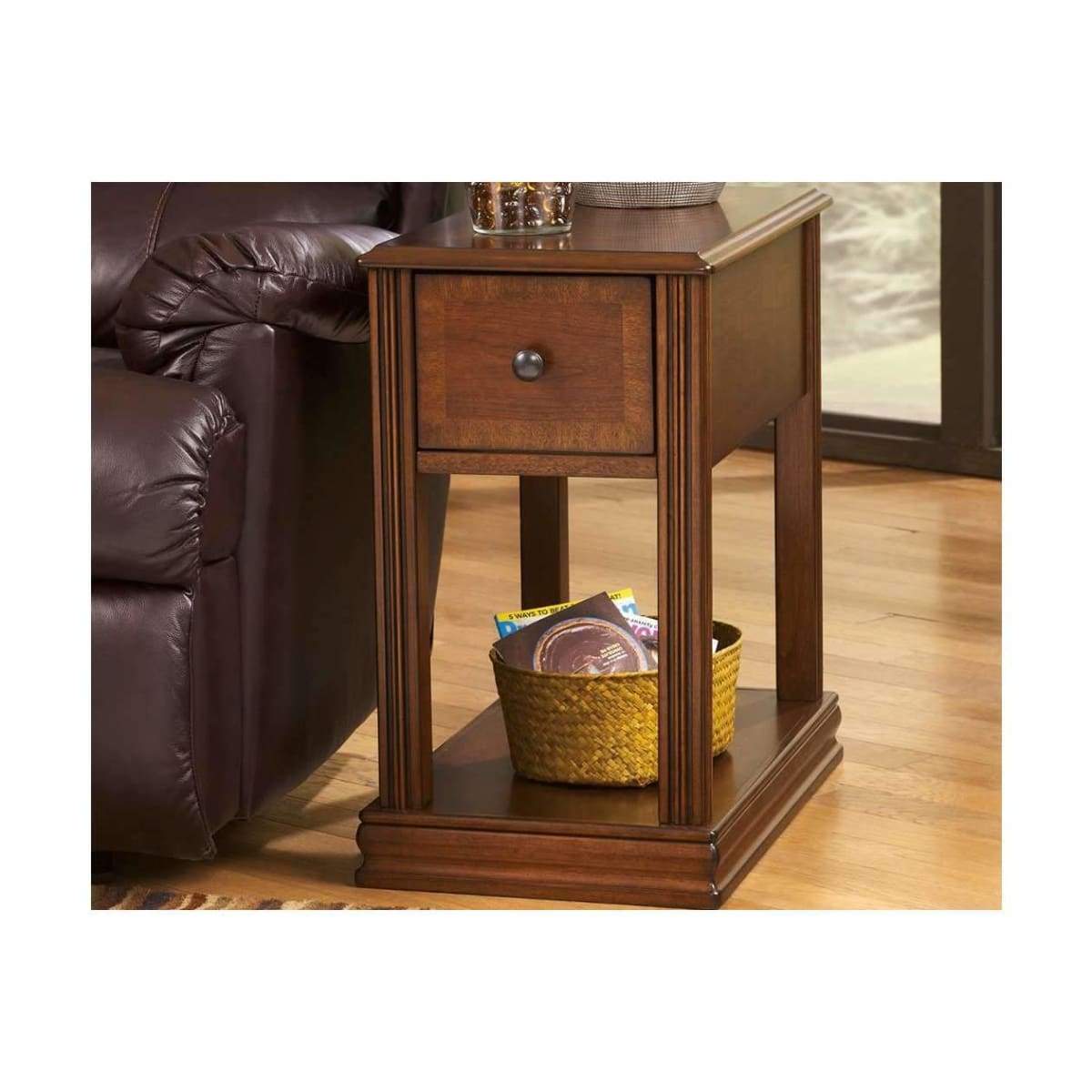 Breegin Medium Brown Chairside End Table - END TABLE/SIDE TABLE