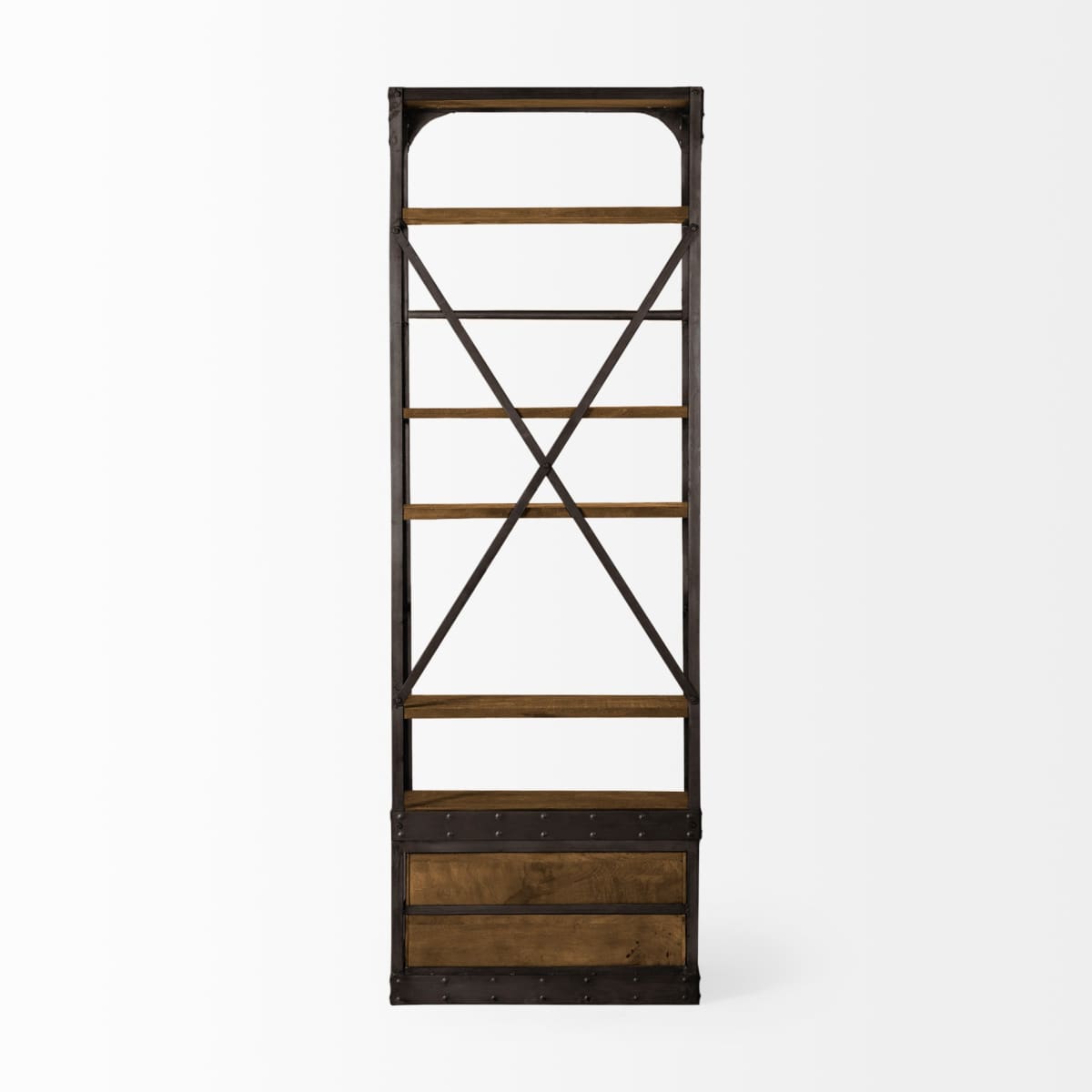 Brodie Shelving Unit Medium Brown Wood | Copper Metal | 32L - shelving