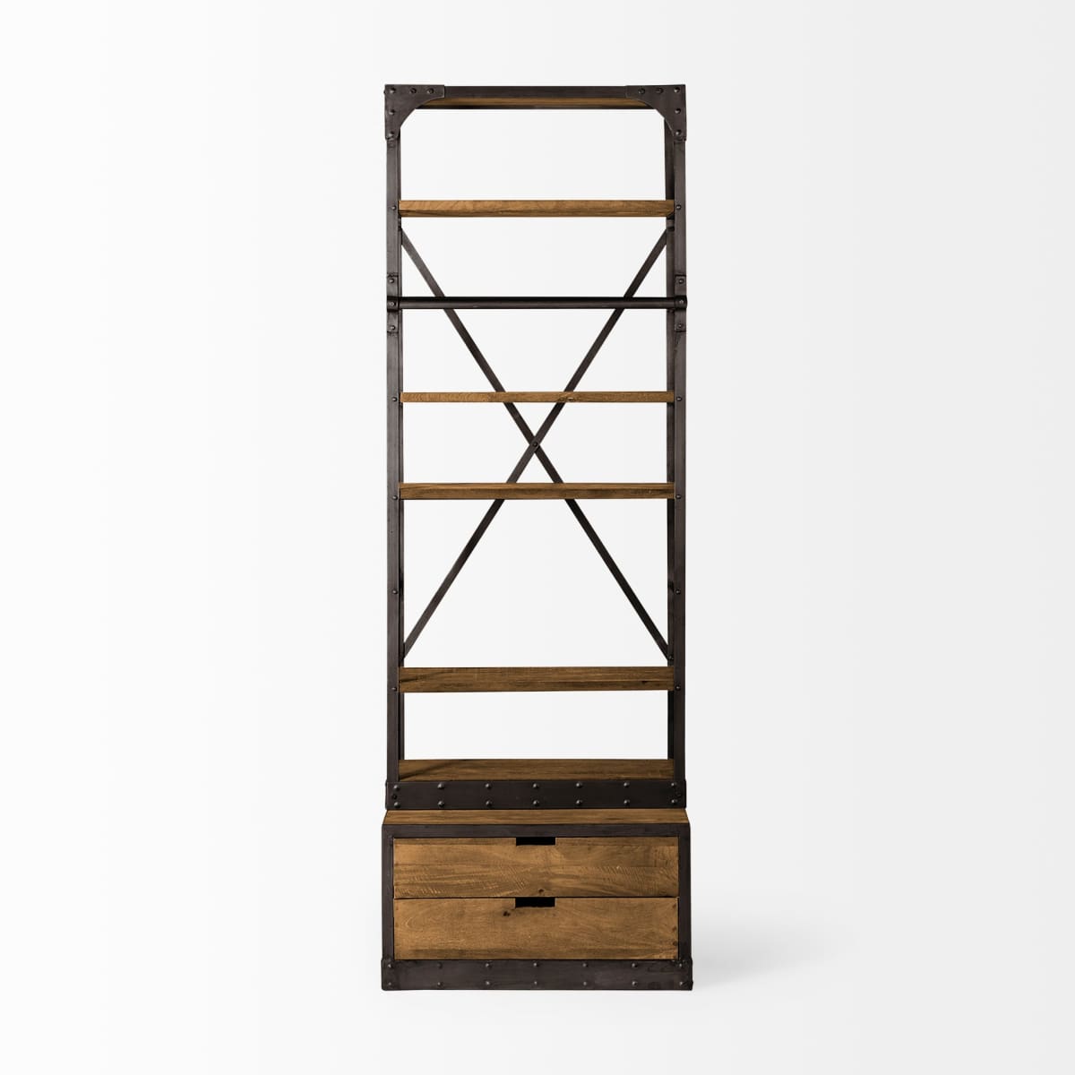 Brodie Shelving Unit Medium Brown Wood | Copper Metal | 32L - shelving