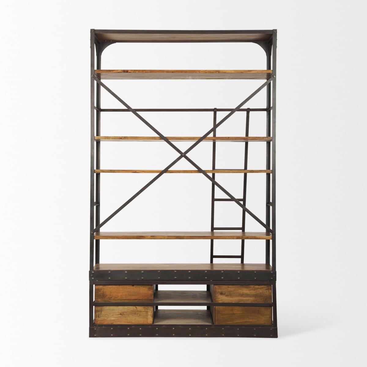 Brodie Shelving Unit Medium Brown Wood | Copper Metal | 57L - shelving