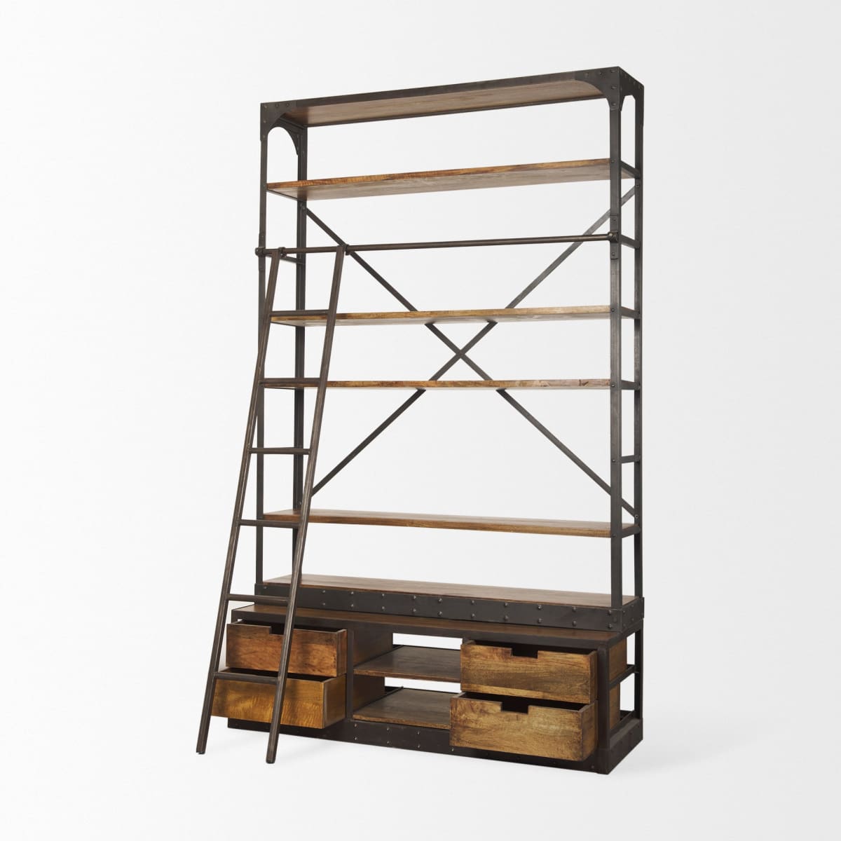 Brodie Shelving Unit Medium Brown Wood | Copper Metal | 57L - shelving