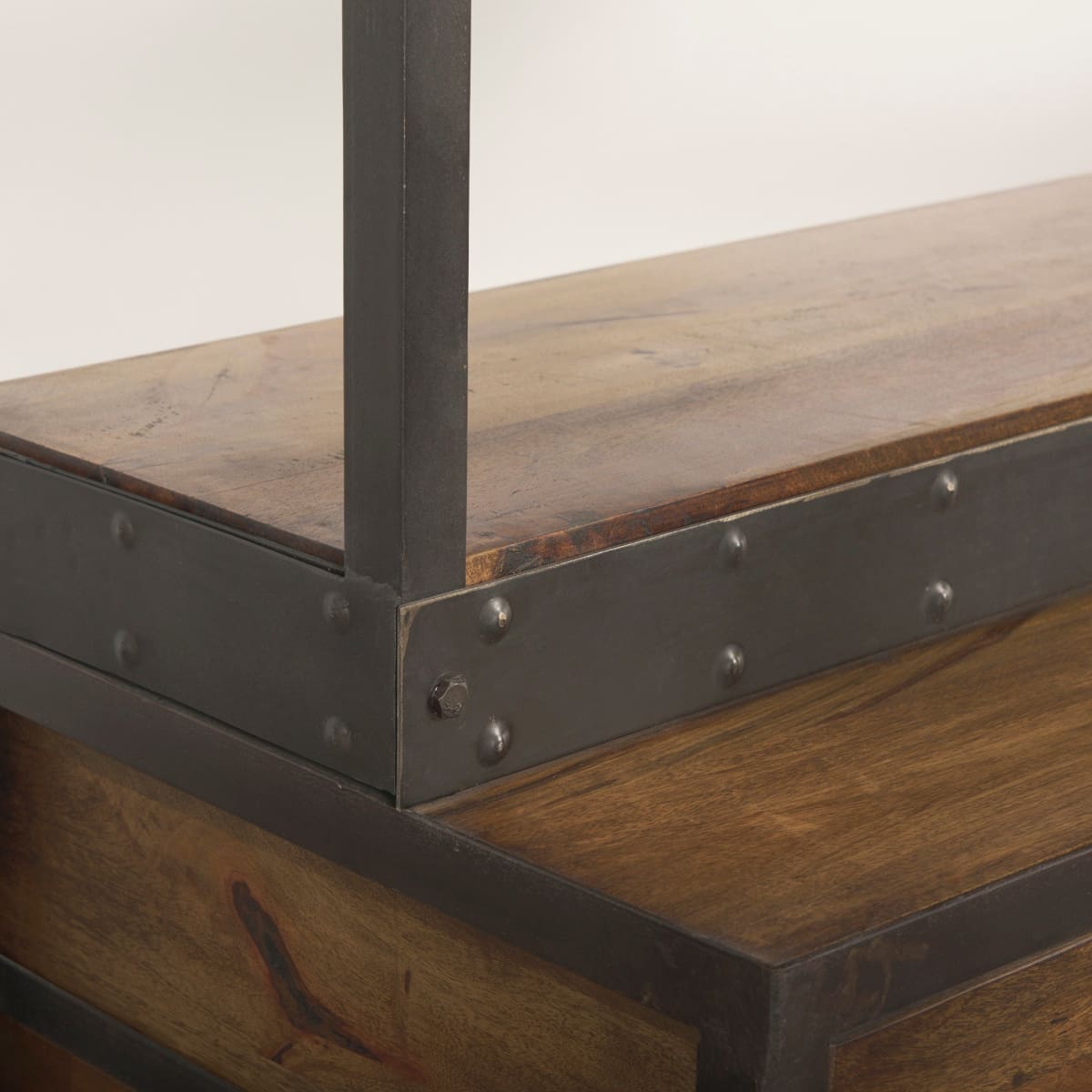 Brodie Shelving Unit Medium Brown Wood | Copper Metal | 57L - shelving
