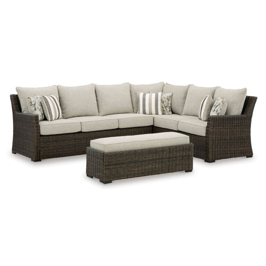 Brook Ranch Sofa SEC/Bench w/CUSH (3/CN) - Outdoor Sofa