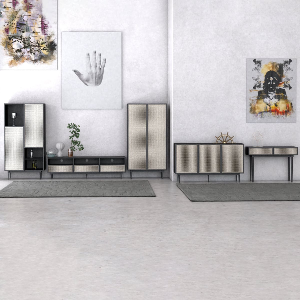 Cane Console Table - lh-import-console-tables