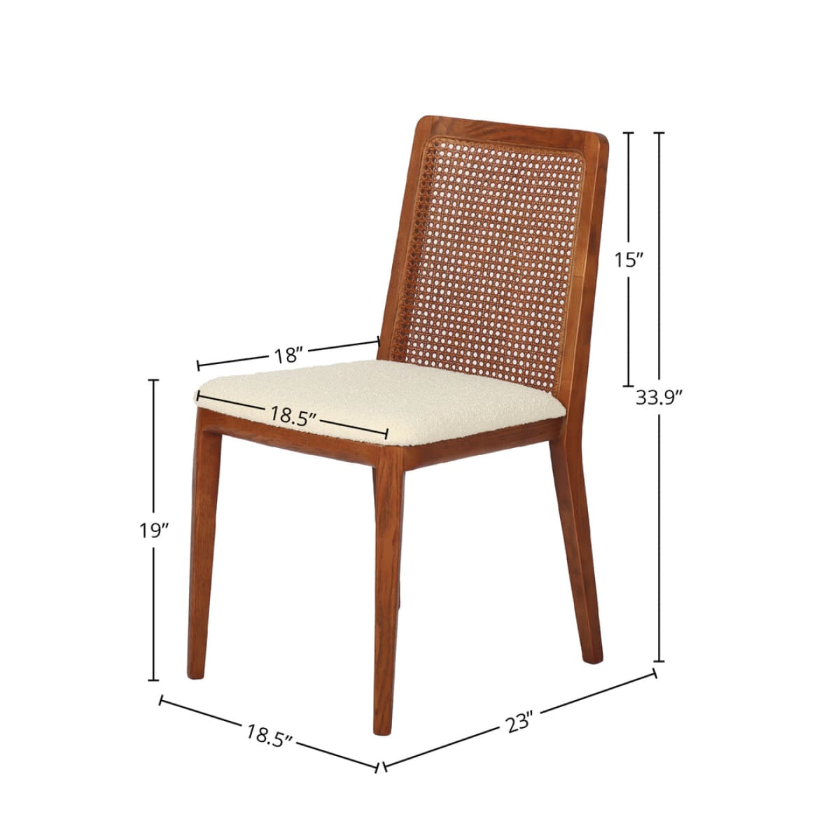 Cane Dining Chair - Beige/Brown Frame - lh-import-dining-chairs
