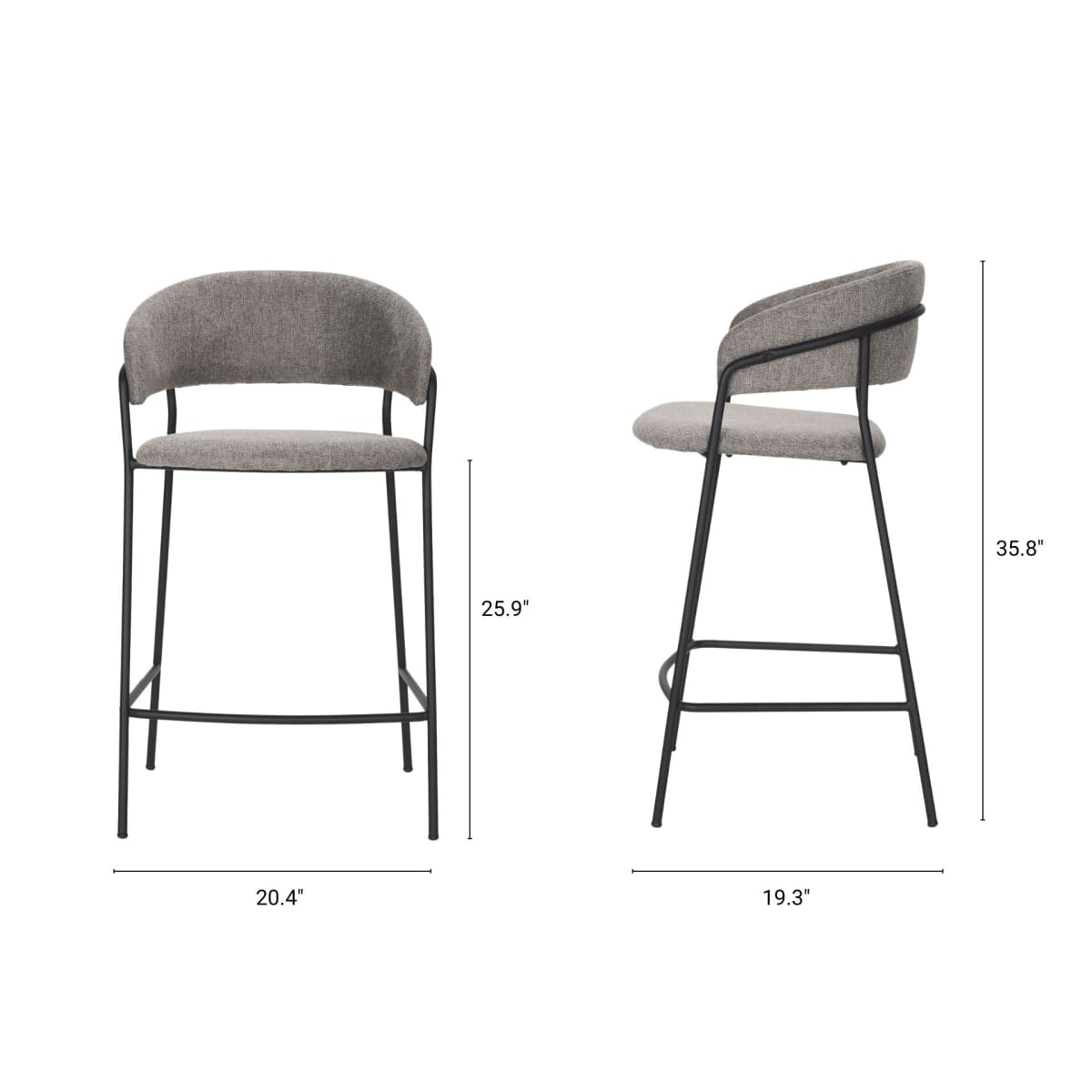 Carolyn Upholstered Seat Bar Counter Stool Gray Fabric | Counter - bar-stools