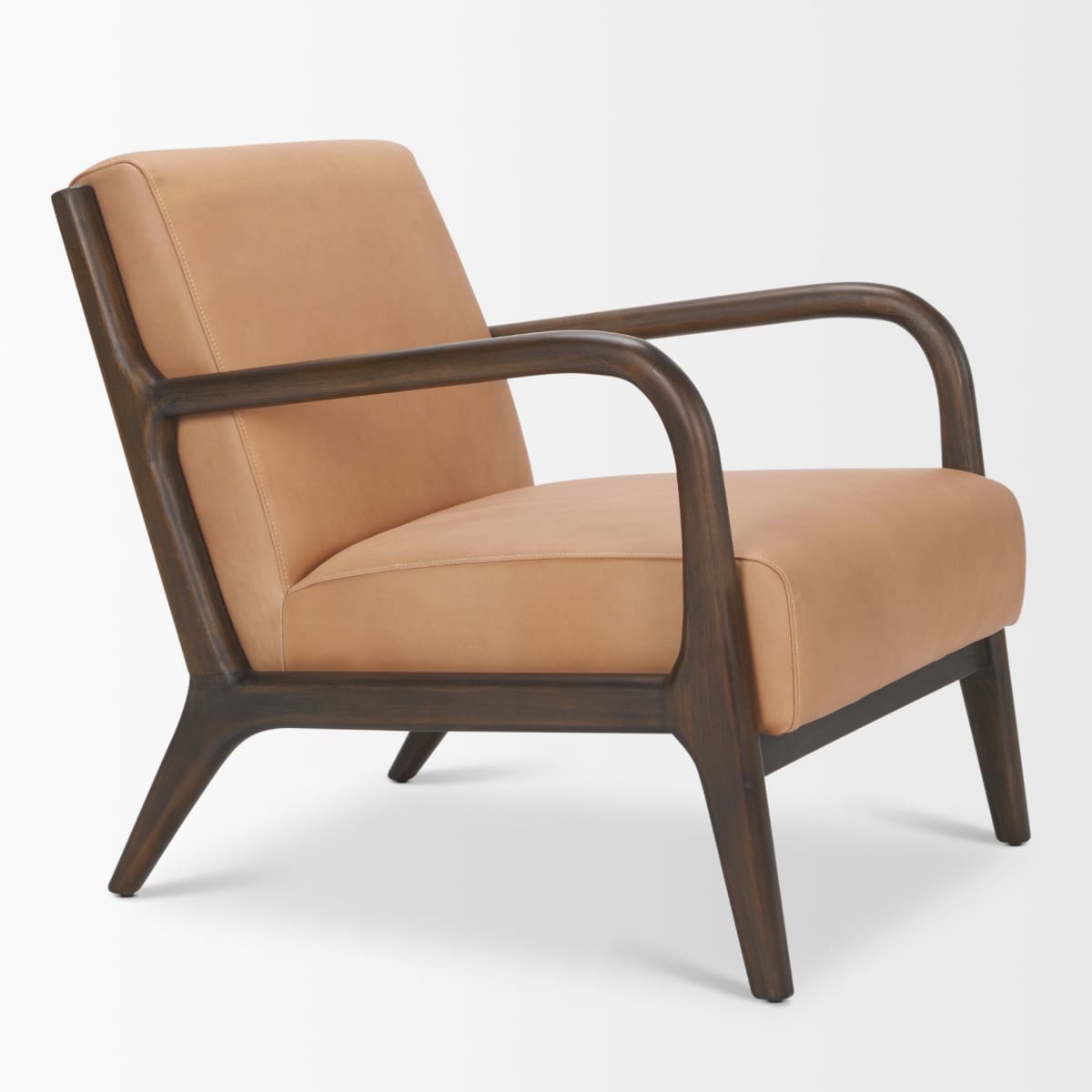 Cashel Leather Accent Chair Medium Brown Wood | Leather - accent-chairs