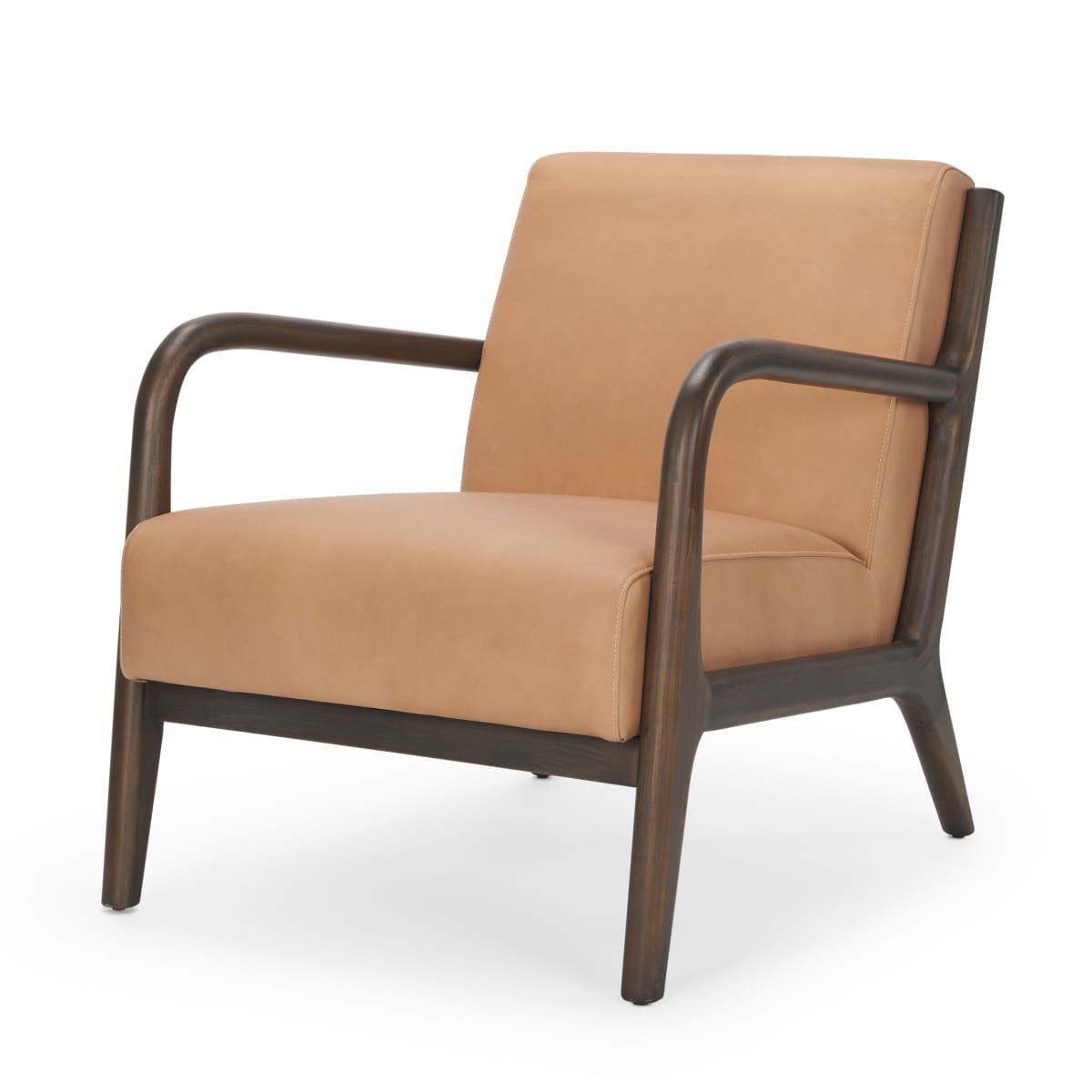 Cashel Leather Accent Chair Medium Brown Wood | Leather - accent-chairs
