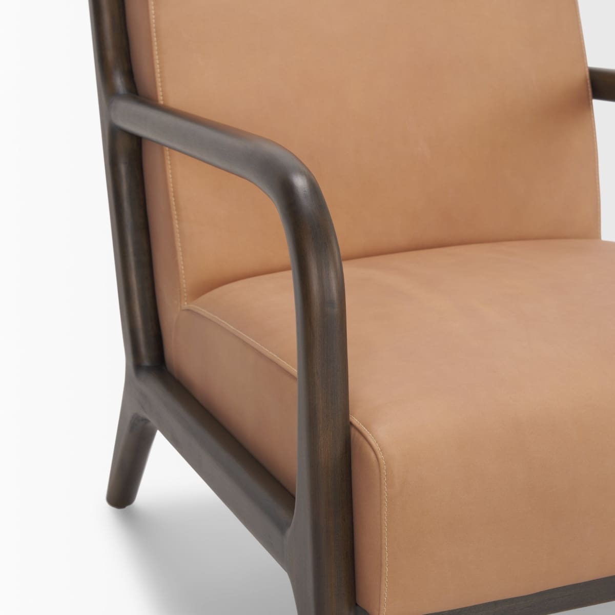 Cashel Leather Accent Chair Medium Brown Wood | Leather - accent-chairs